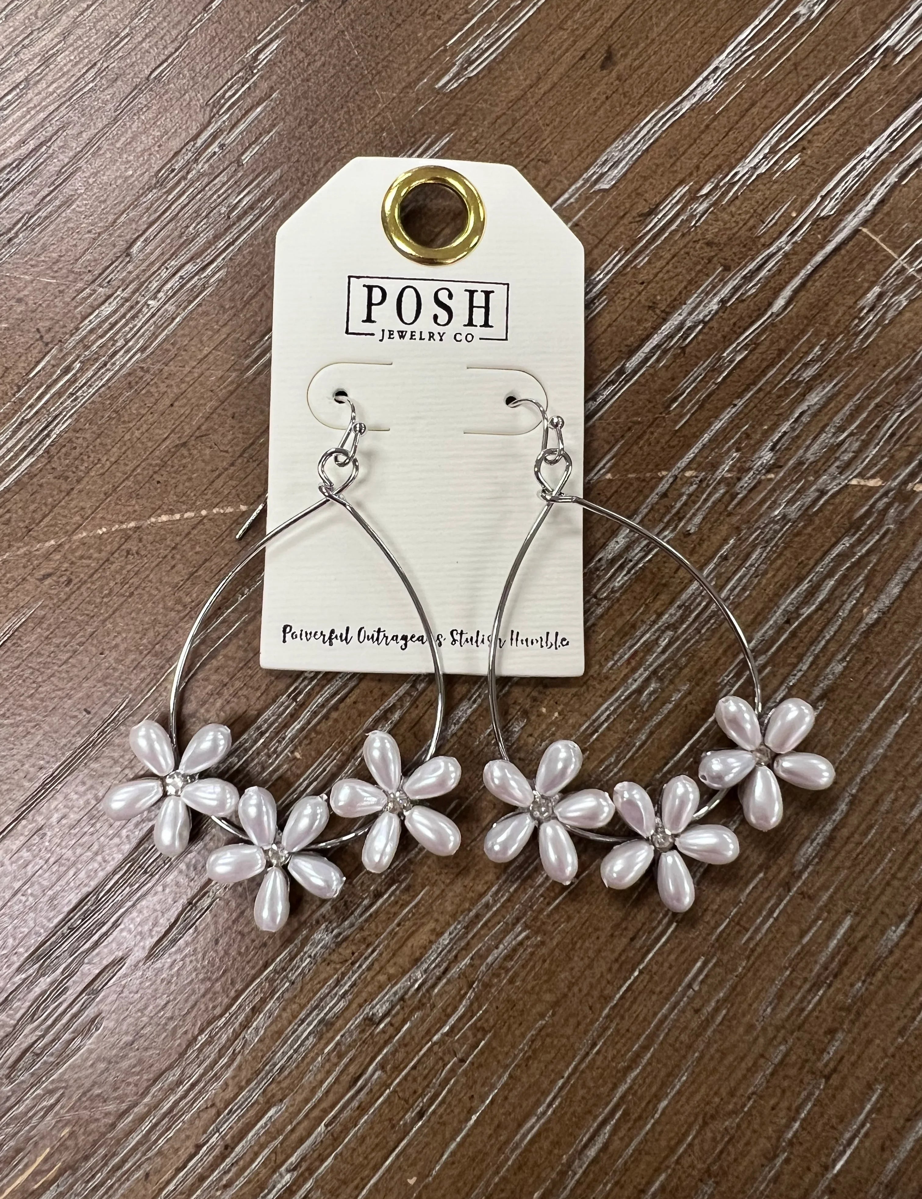 PINK PANACHE Pearl Flower Teardrop Earrings on Simply Obsessed