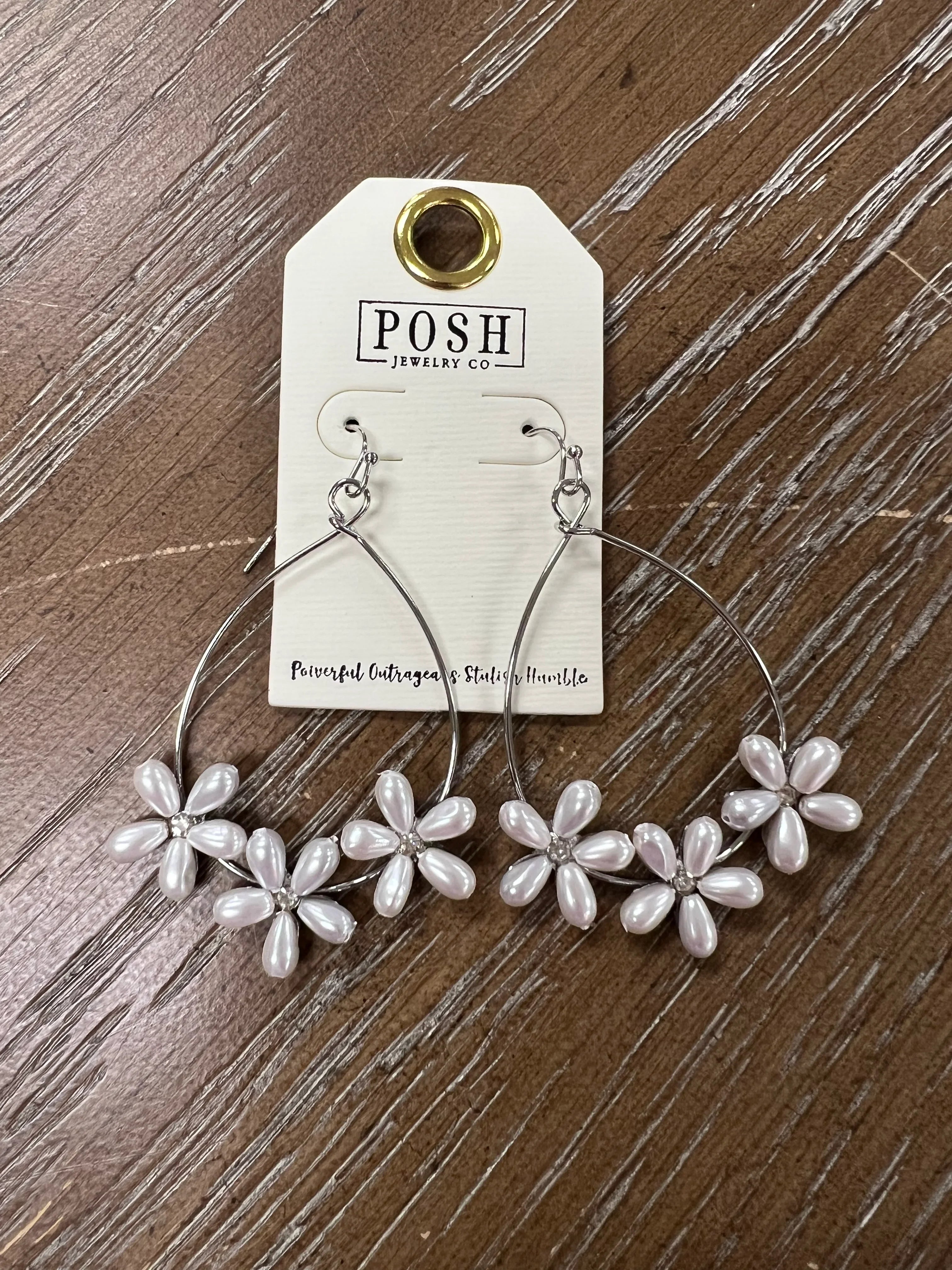 PINK PANACHE Pearl Flower Teardrop Earrings on Simply Obsessed