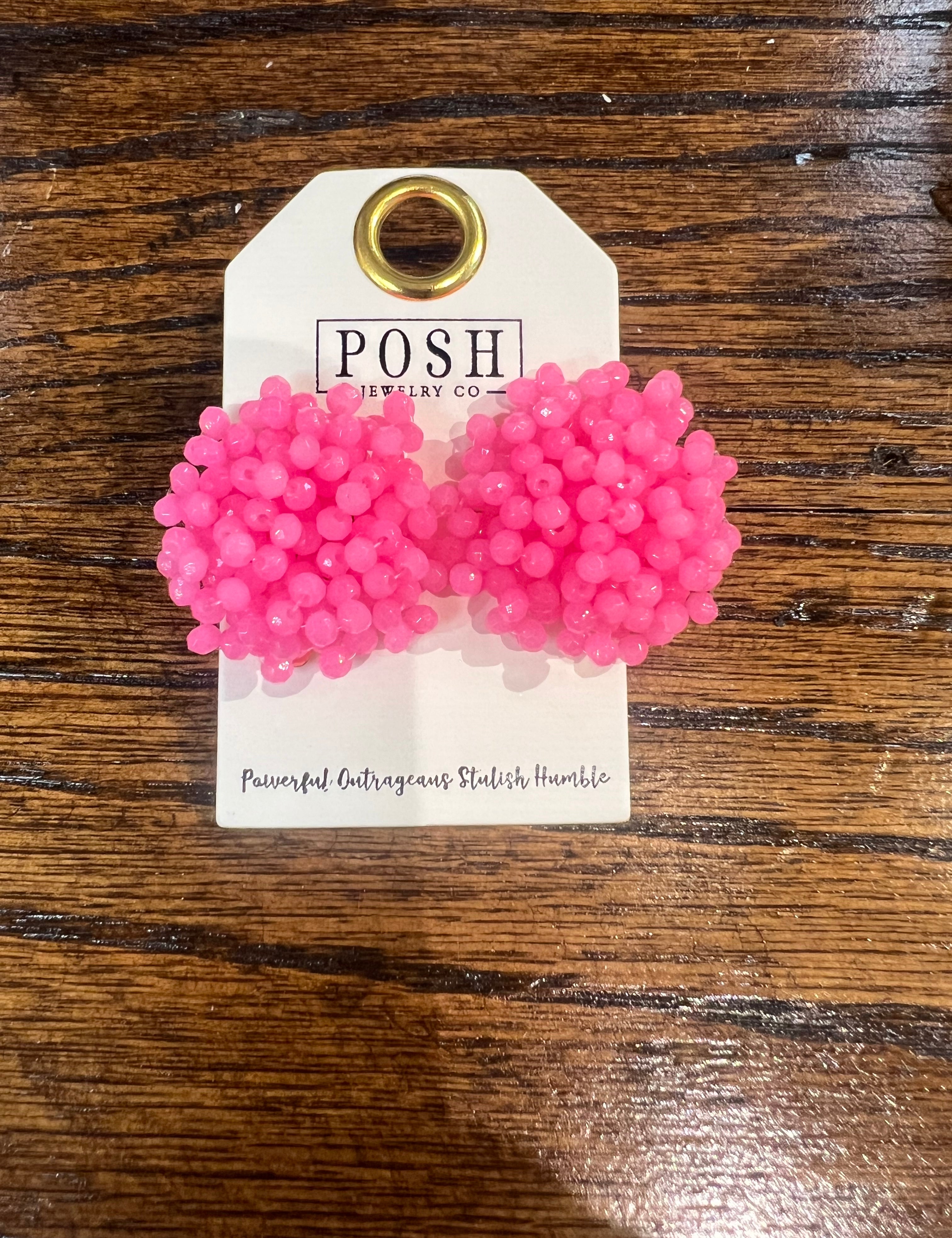 PINK PANACHE: Pink Beaded Studs on Simply Obsessed