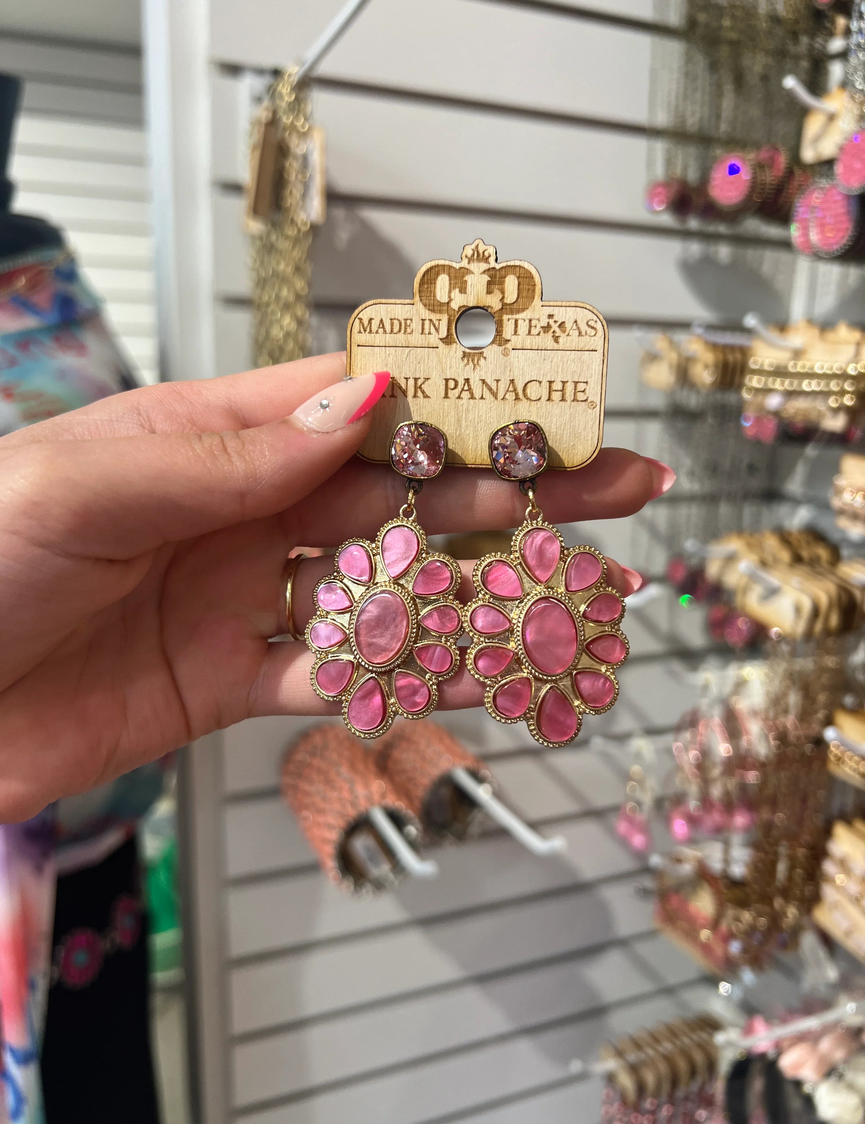 PINK PANACHE Pink Flower Earrings on Simply Obsessed