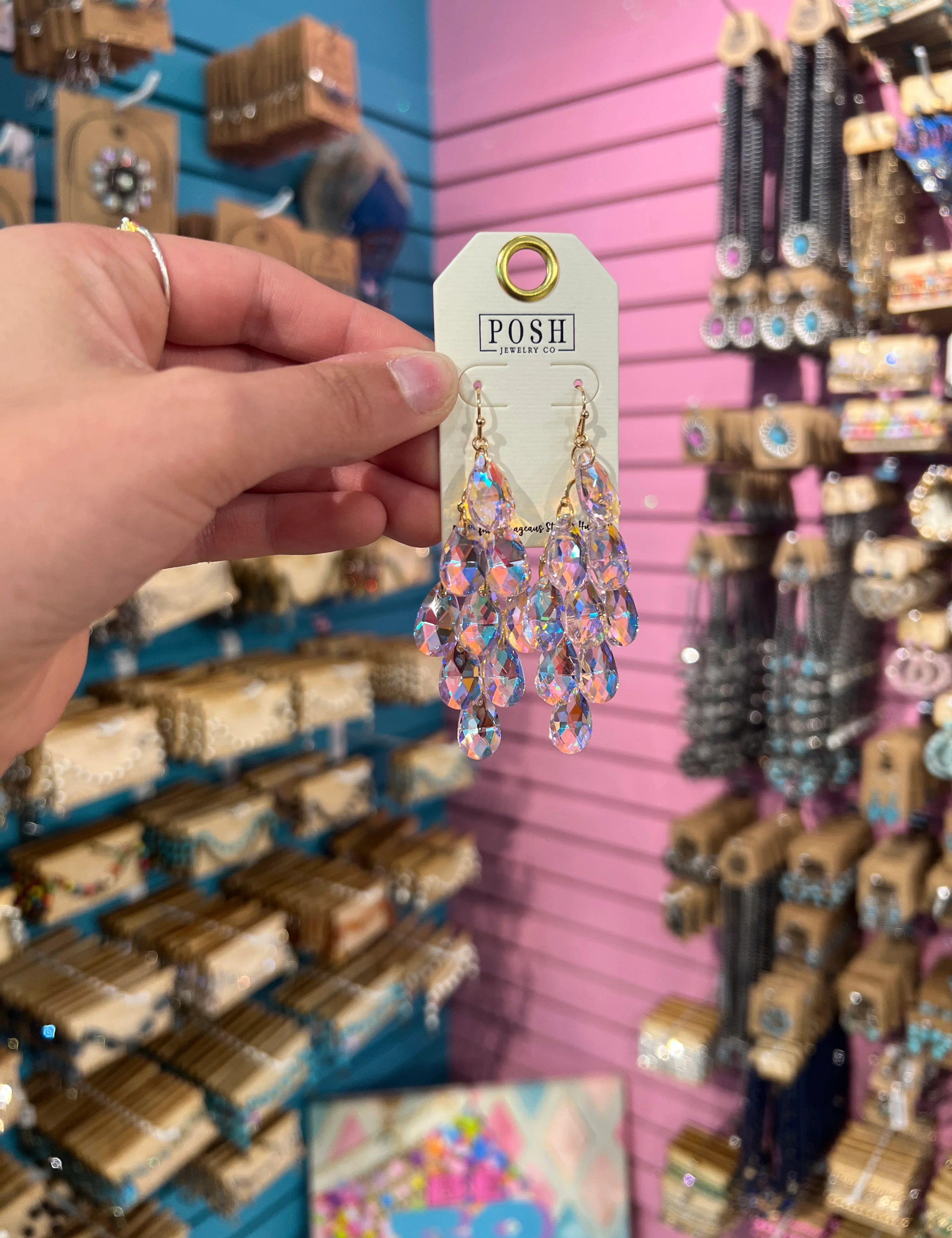 PINK PANACHE Pink Iridescent Dangle Earrings on Simply Obsessed