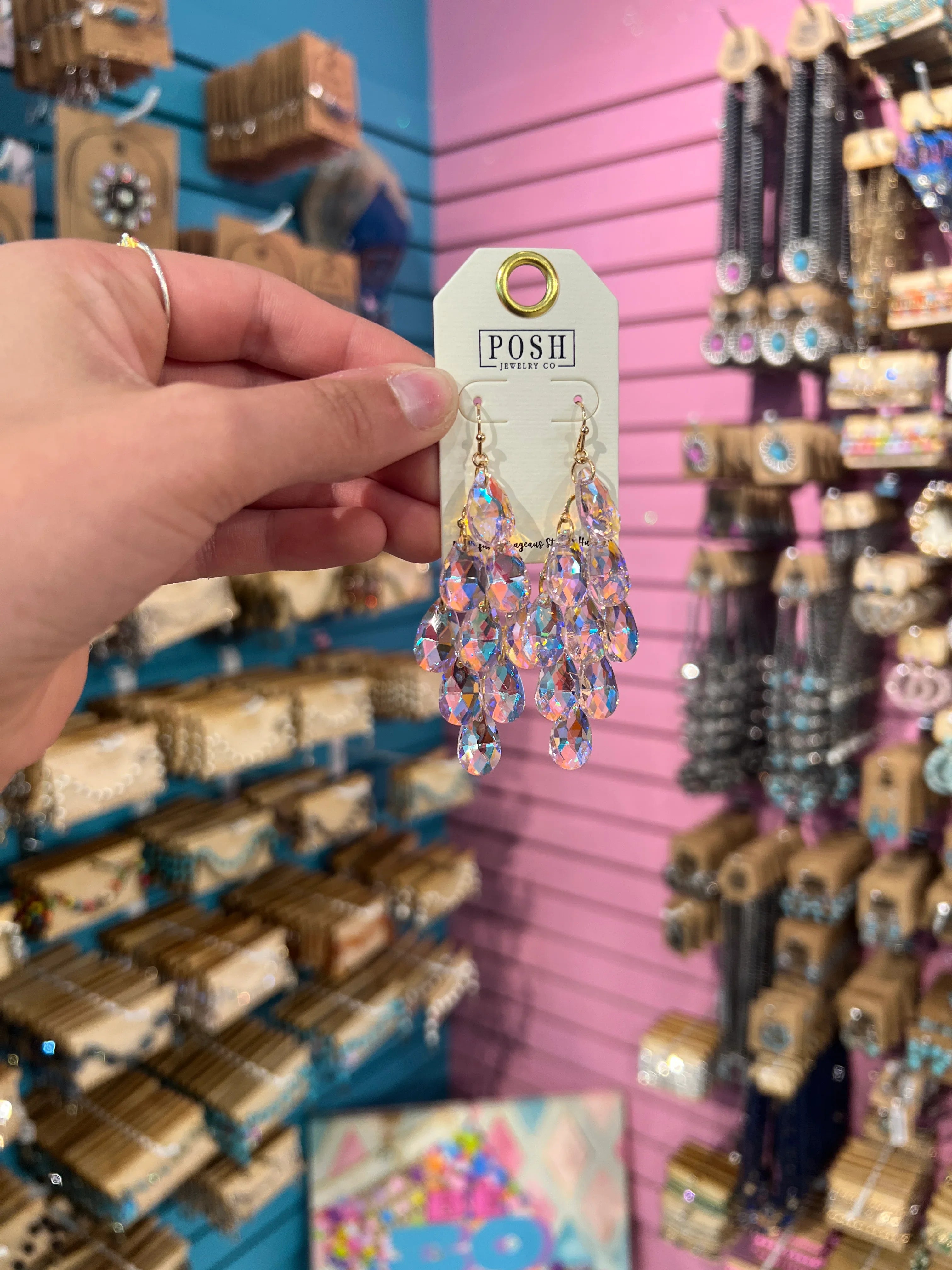 PINK PANACHE Pink Iridescent Dangle Earrings on Simply Obsessed