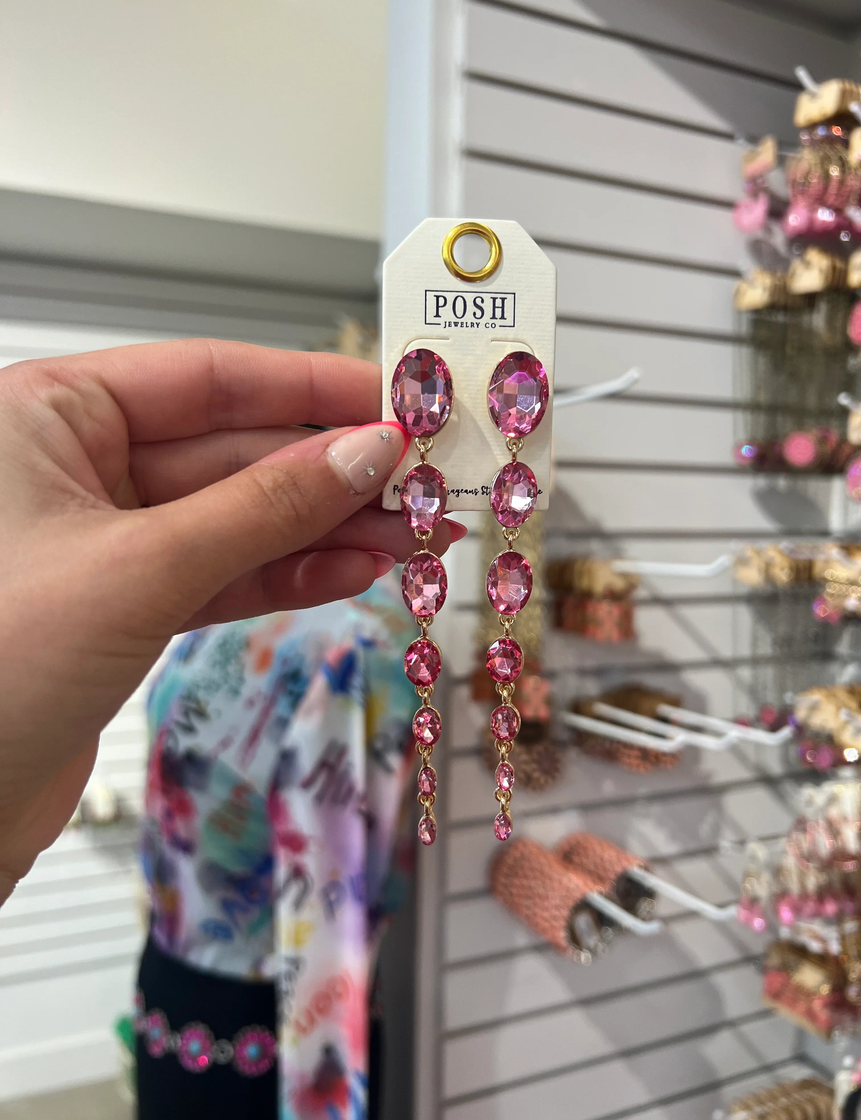 PINK PANACHE Pink Stone Drop Earrings on Simply Obsessed