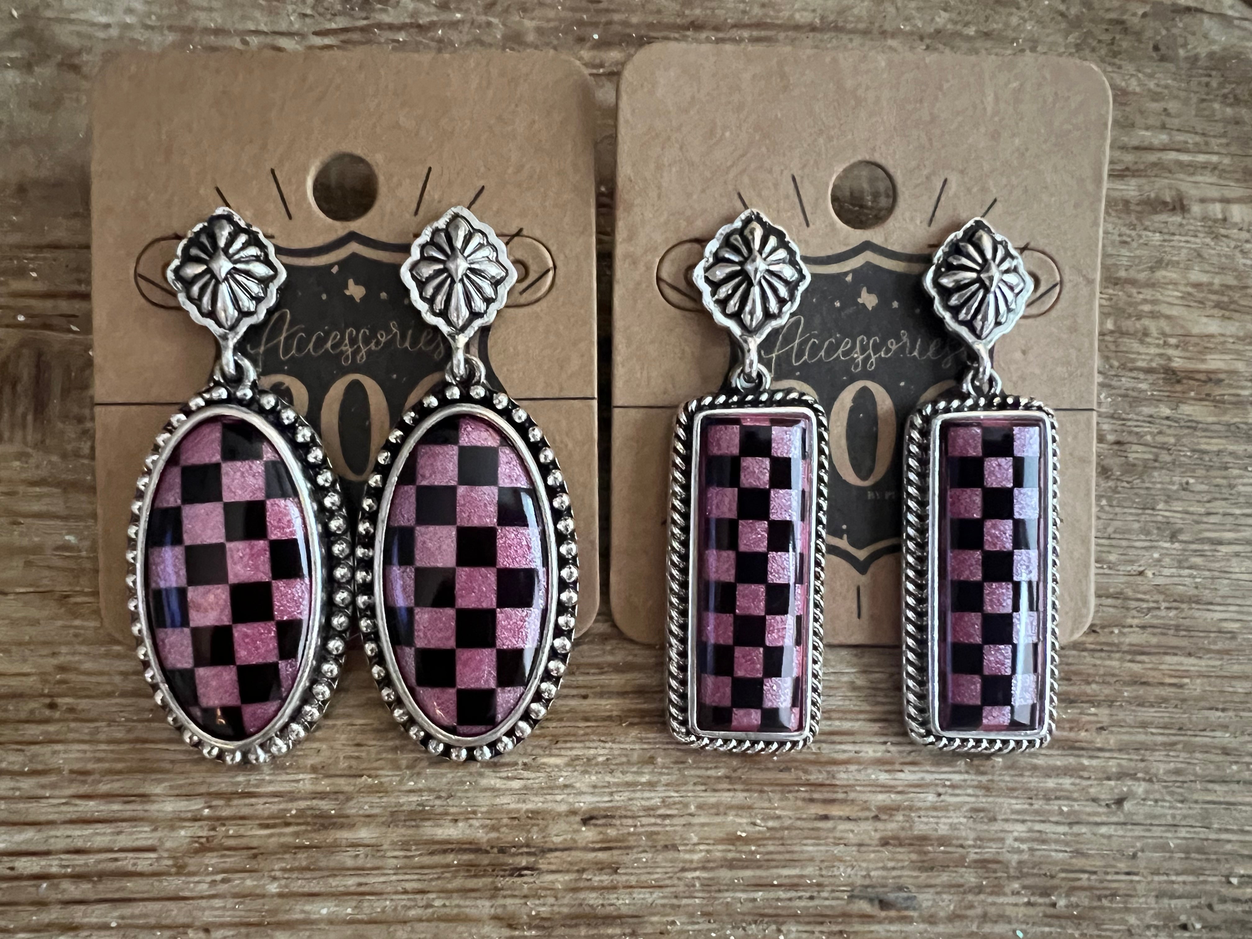 Black Checkered Earrings on Simply Obsessed