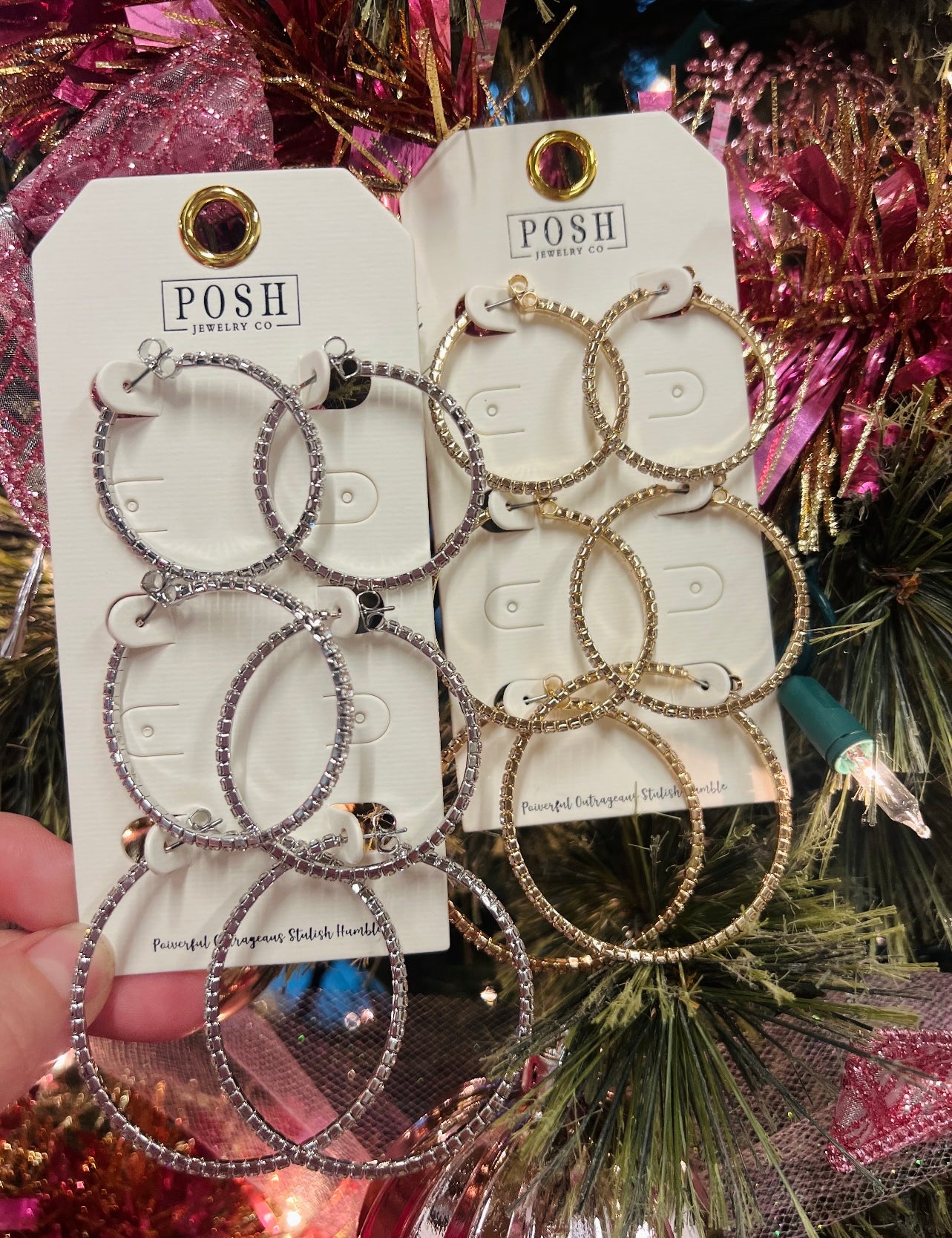 PINK PANACHE POSH Set of 3 Crystal Hoops on Simply Obsessed