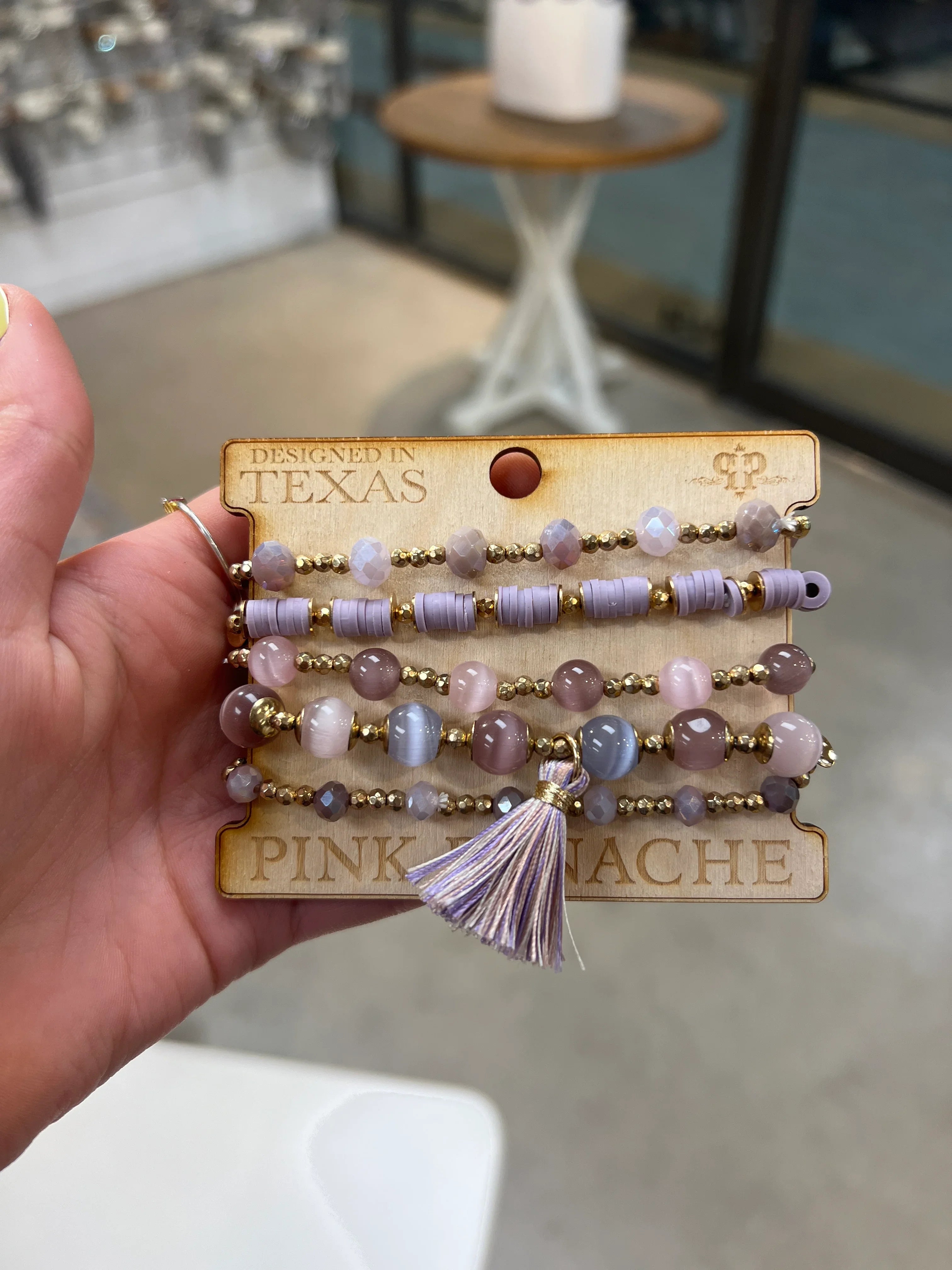 PINK PANACHE Purple & Gold Tassel Stack on Simply Obsessed