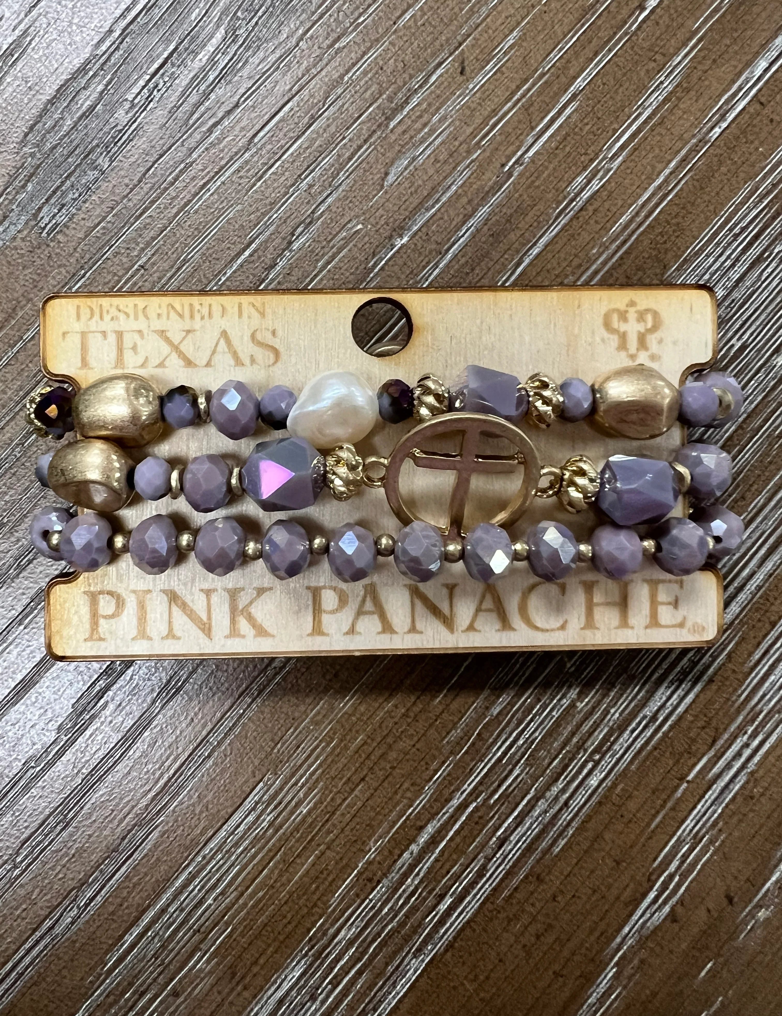 PINK PANACHE Purple Cross Bracelet Stack on Simply Obsessed