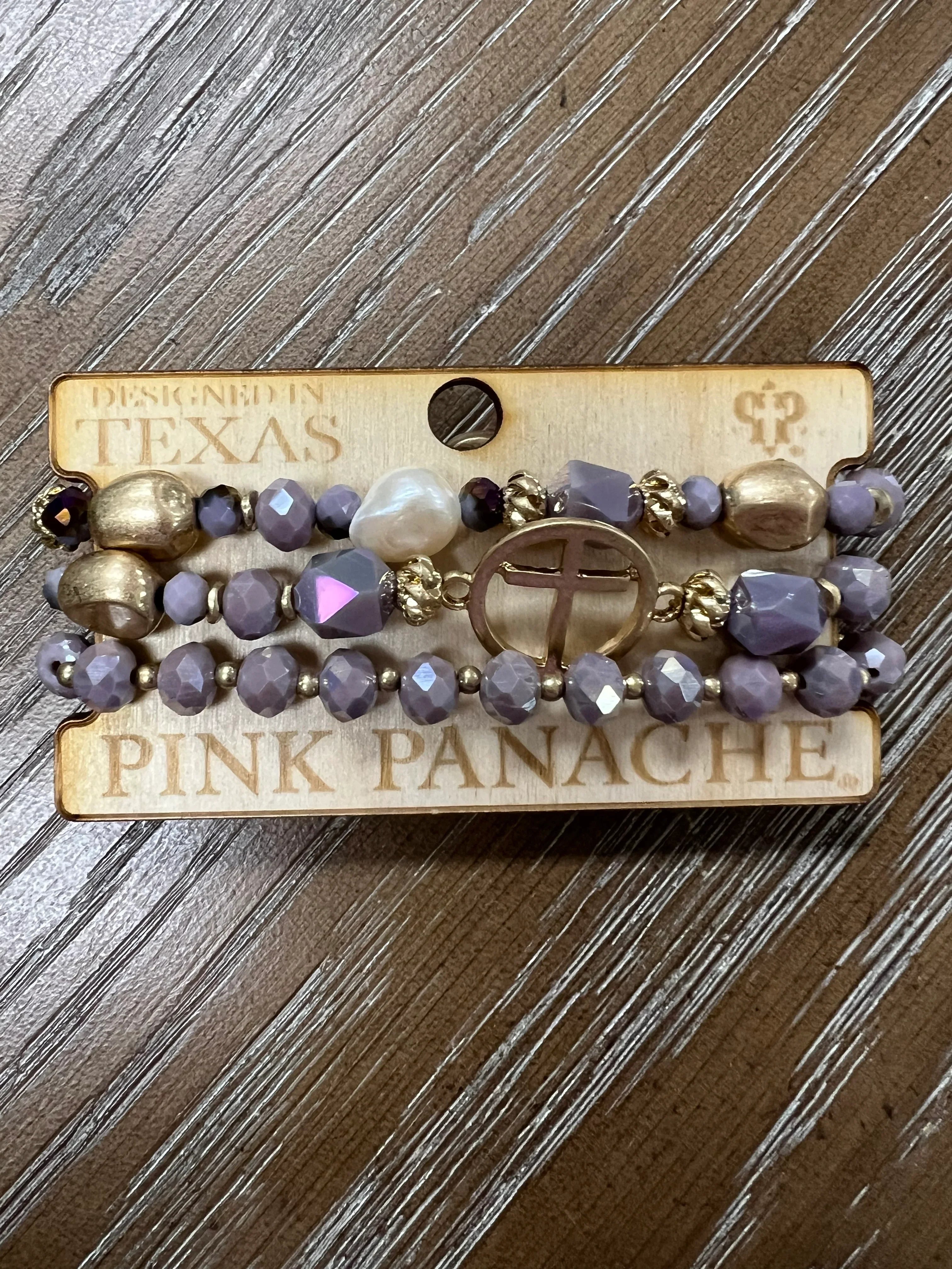 PINK PANACHE Purple Cross Bracelet Stack on Simply Obsessed