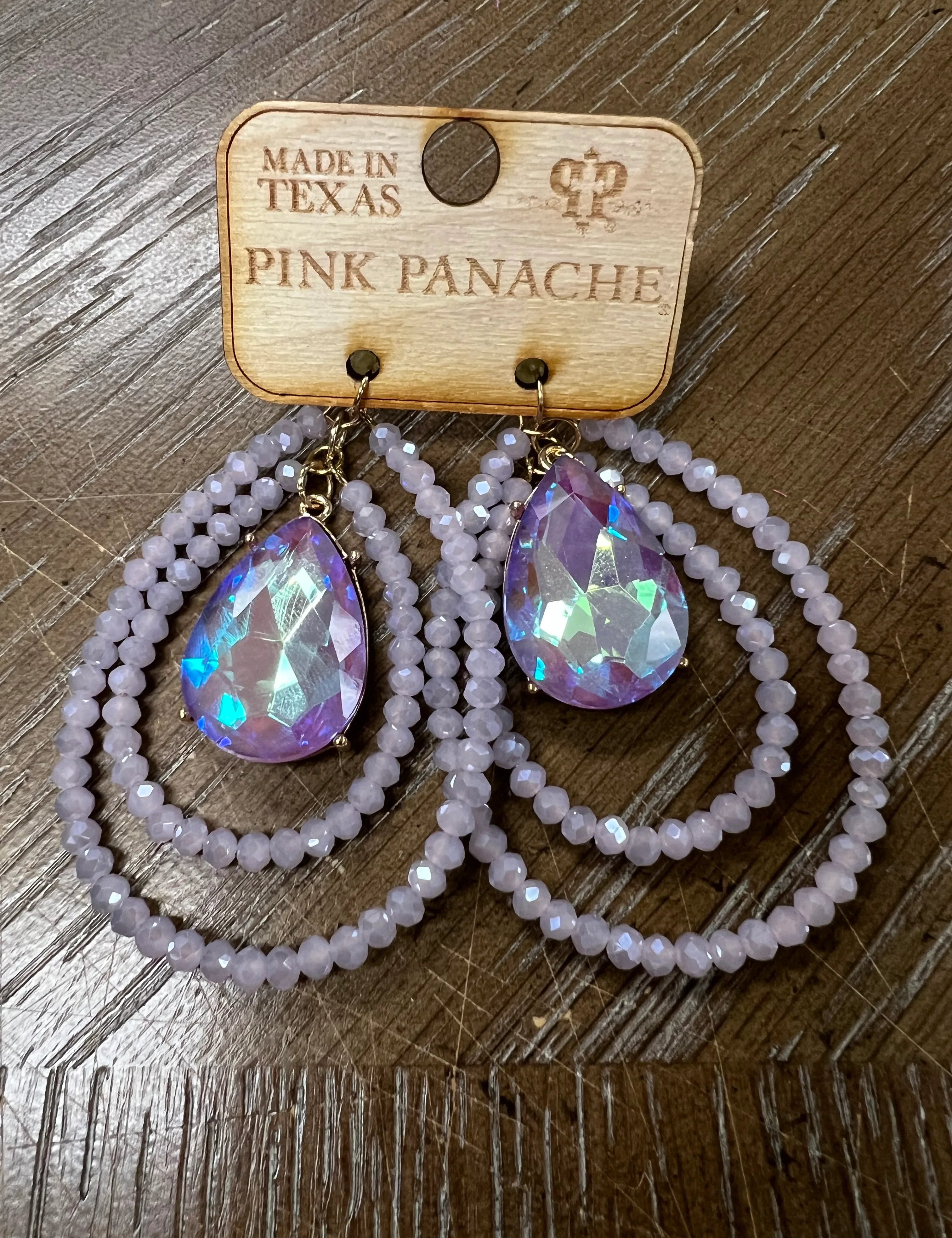 PINK PANACHE Purple Layered Teardrop Stone Earrings on Simply Obsessed