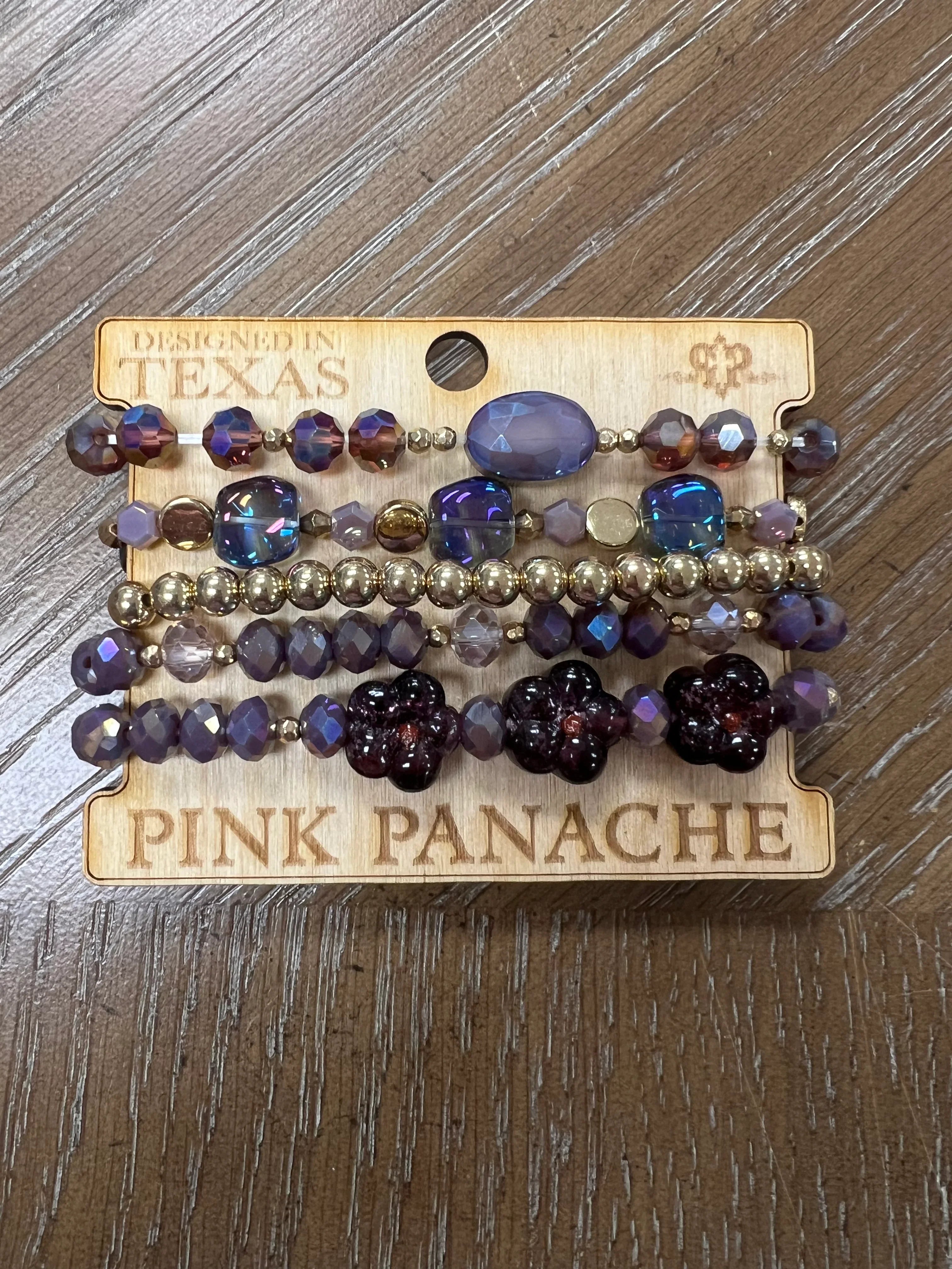 PINK PANACHE Purple/Gold Flower Bracelet Stack on Simply Obsessed