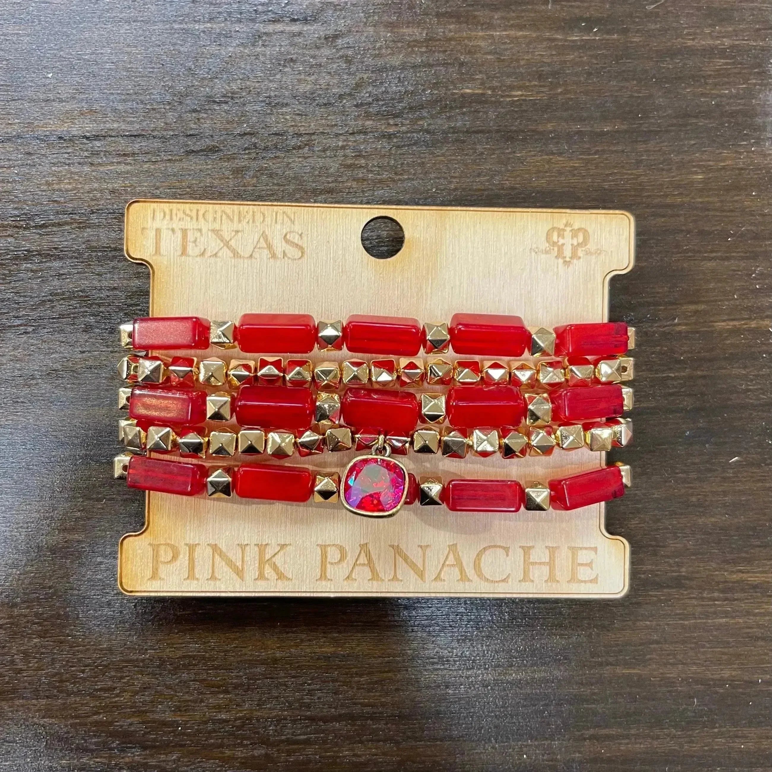PINK PANACHE Red/Gold Bracelet Stack on Simply Obsessed
