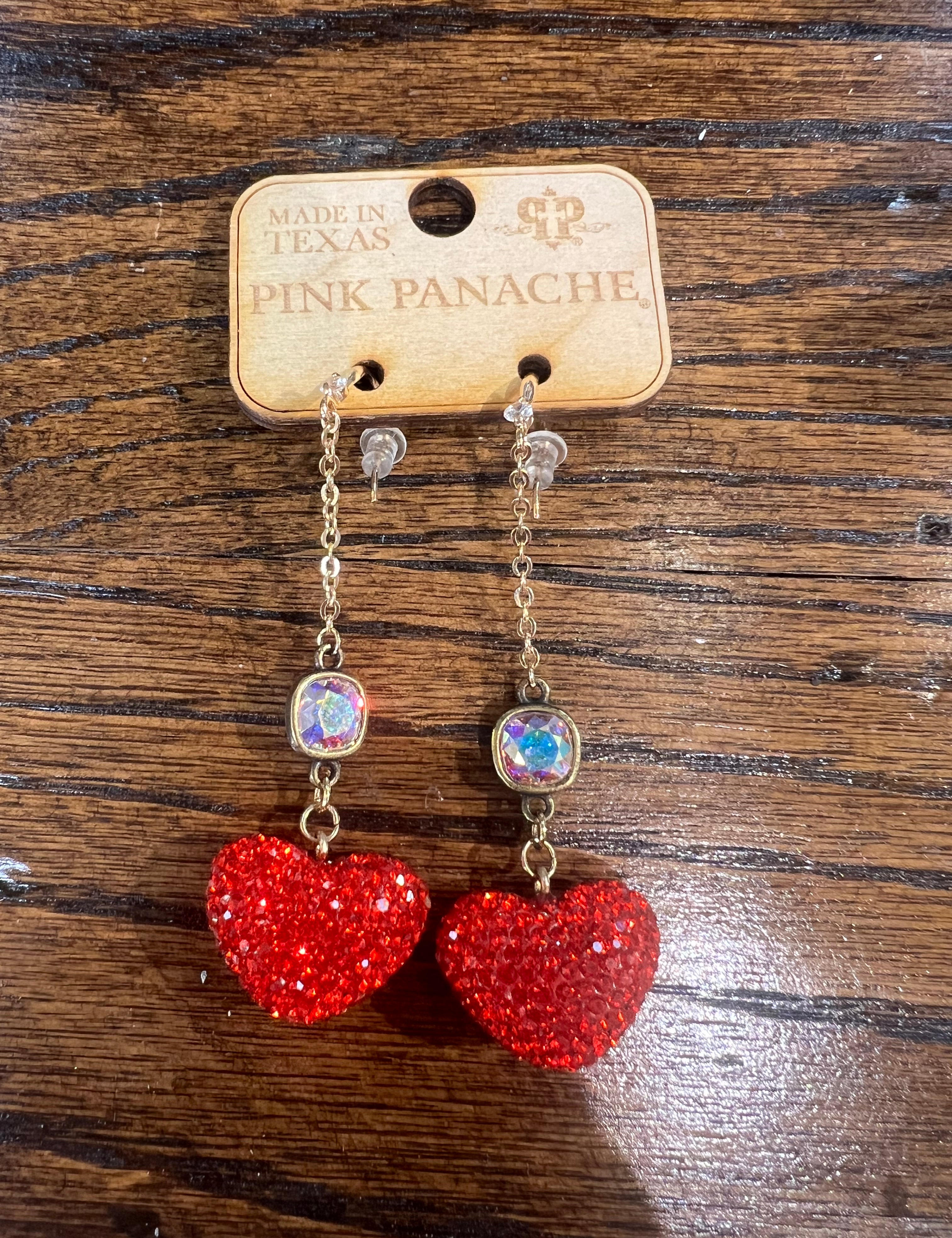 PINK PANACHE: Rhinestone Heart Chain Drop Earrings on Simply Obsessed