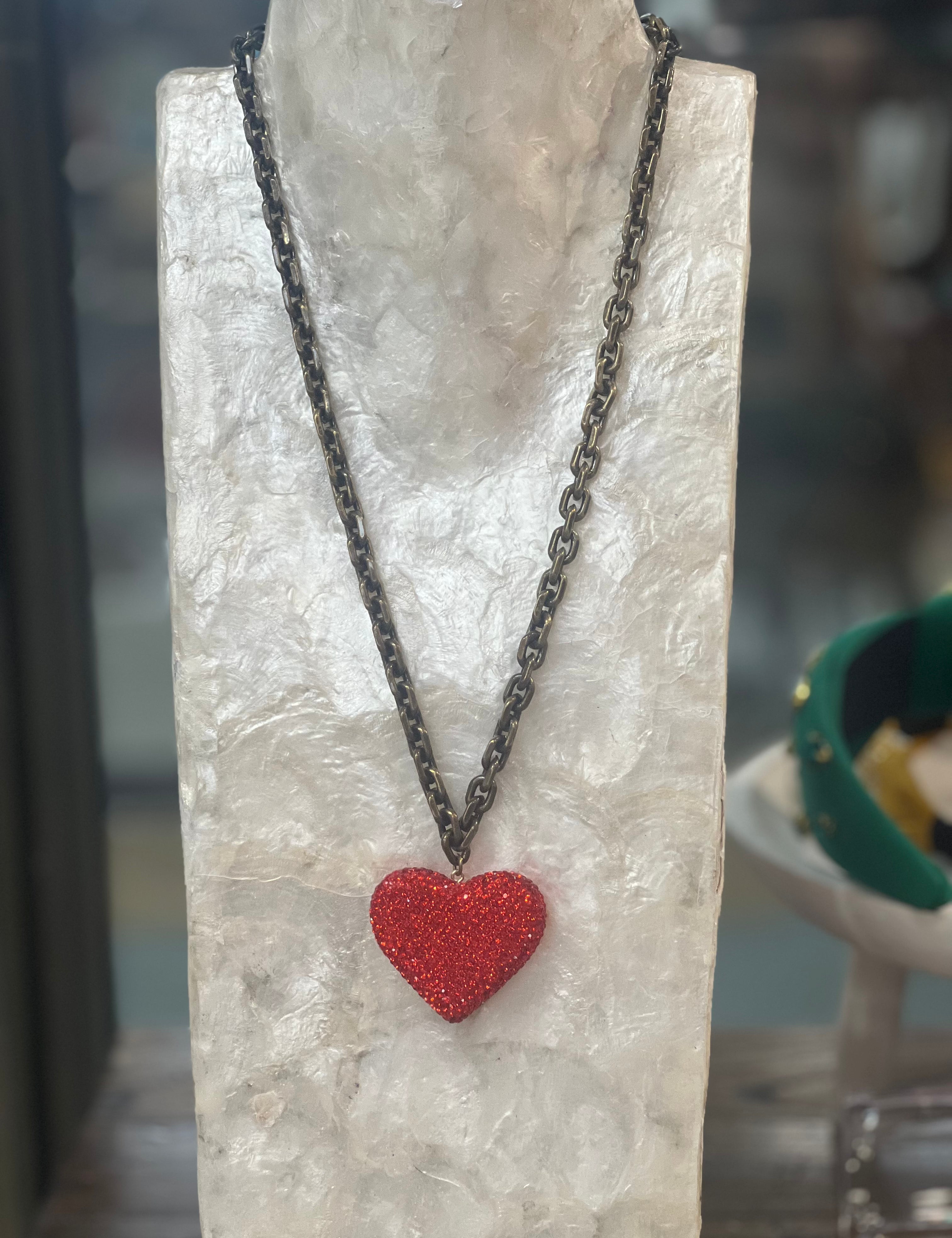 PINK PANACHE: Rhinestone Heart Chain Necklace on Simply Obsessed