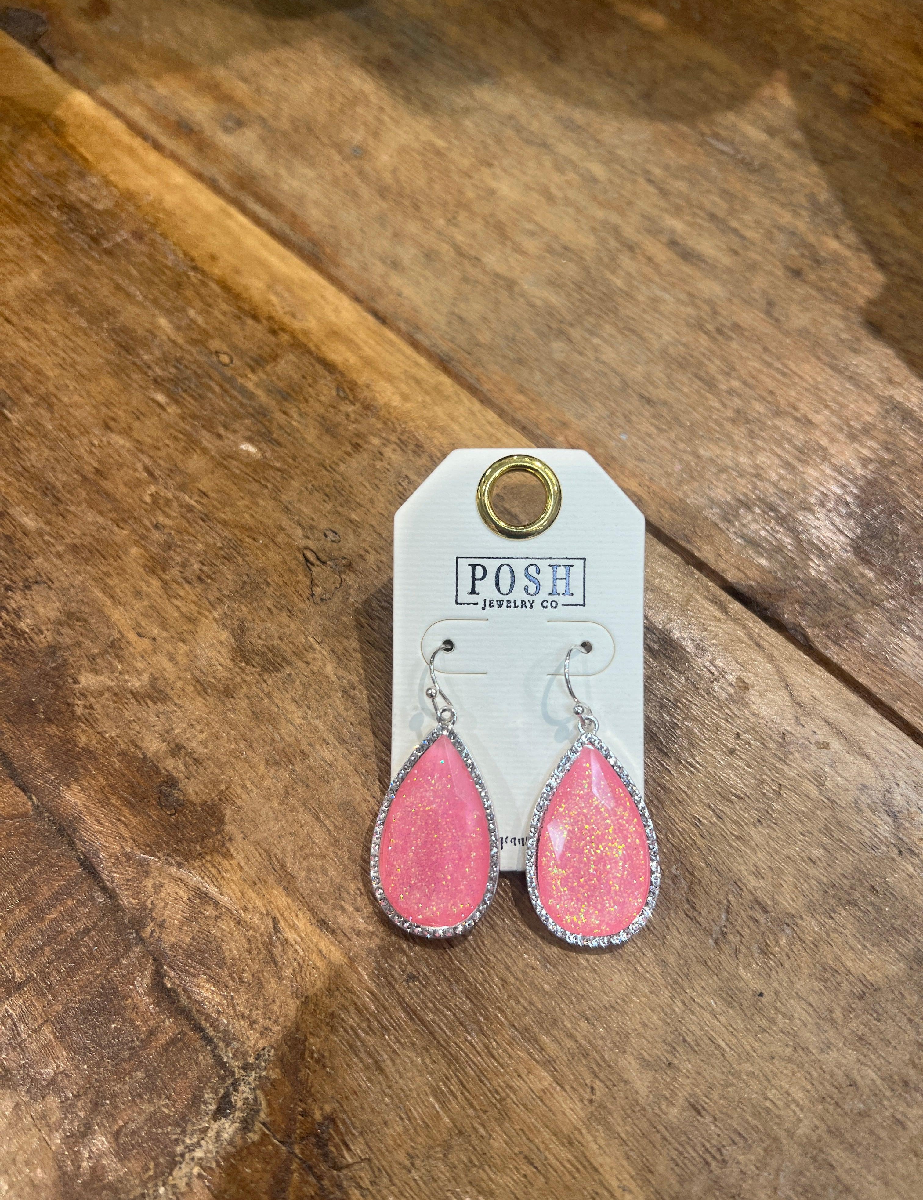 PINK PANACHE Shimmer Pink Teardrop Earrings on Simply Obsessed
