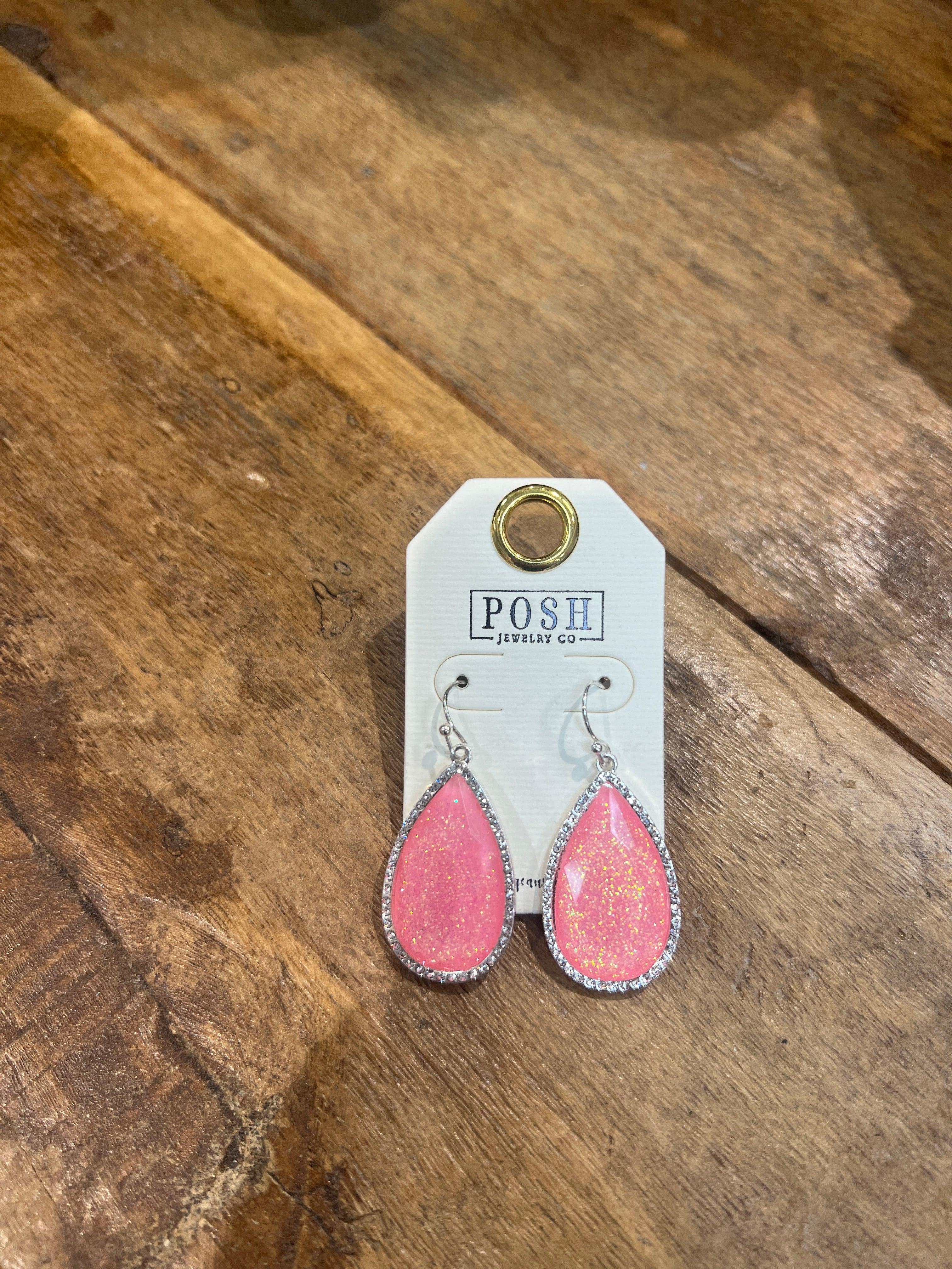PINK PANACHE Shimmer Pink Teardrop Earrings on Simply Obsessed