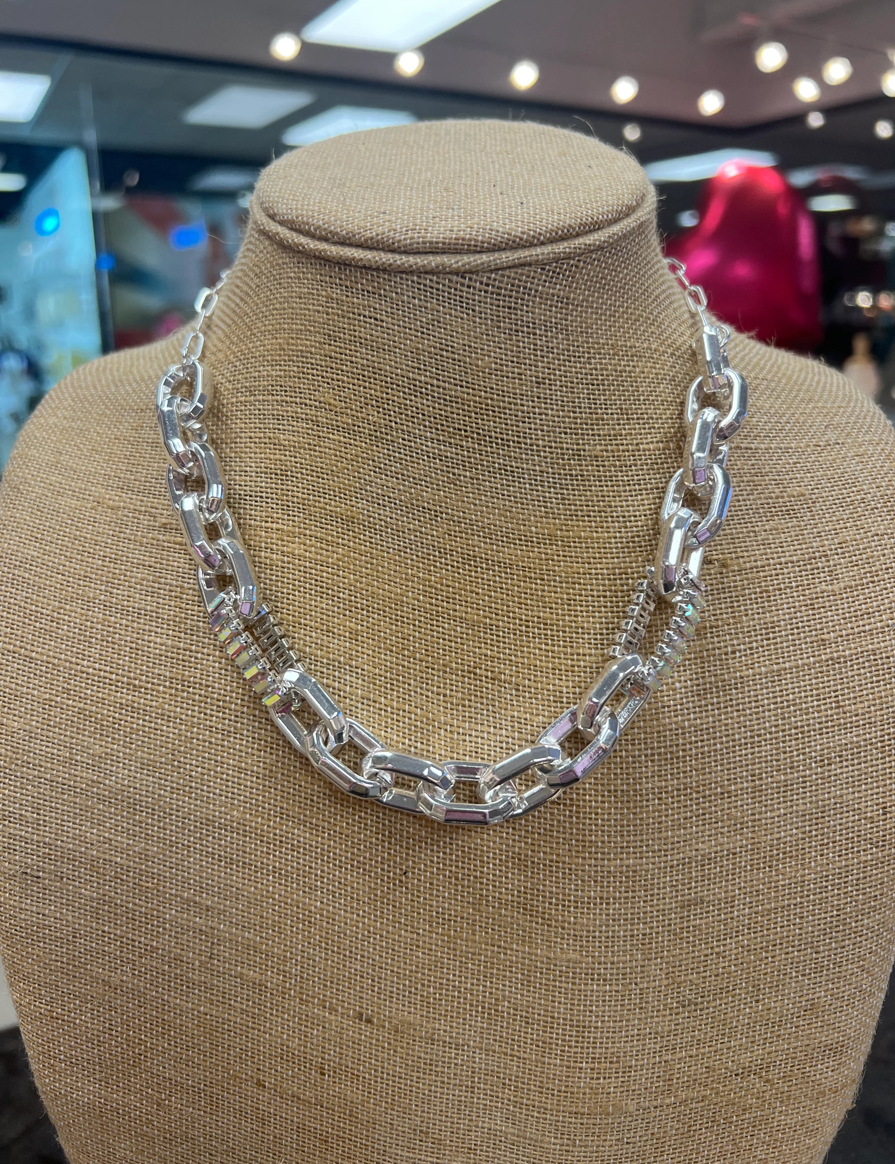PINK PANACHE Silver Bling Chain Necklace on Simply Obsessed