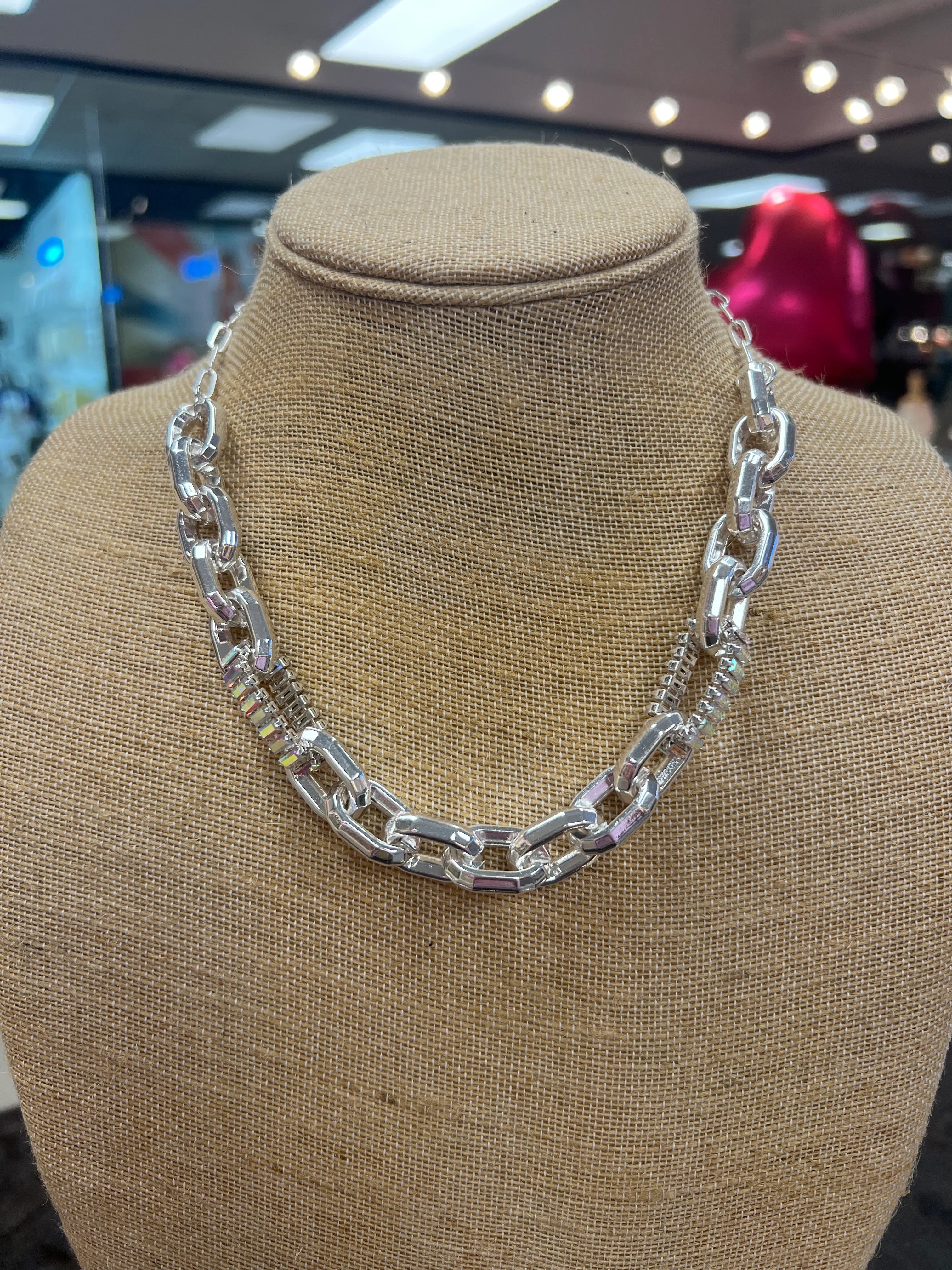 PINK PANACHE Silver Bling Chain Necklace on Simply Obsessed