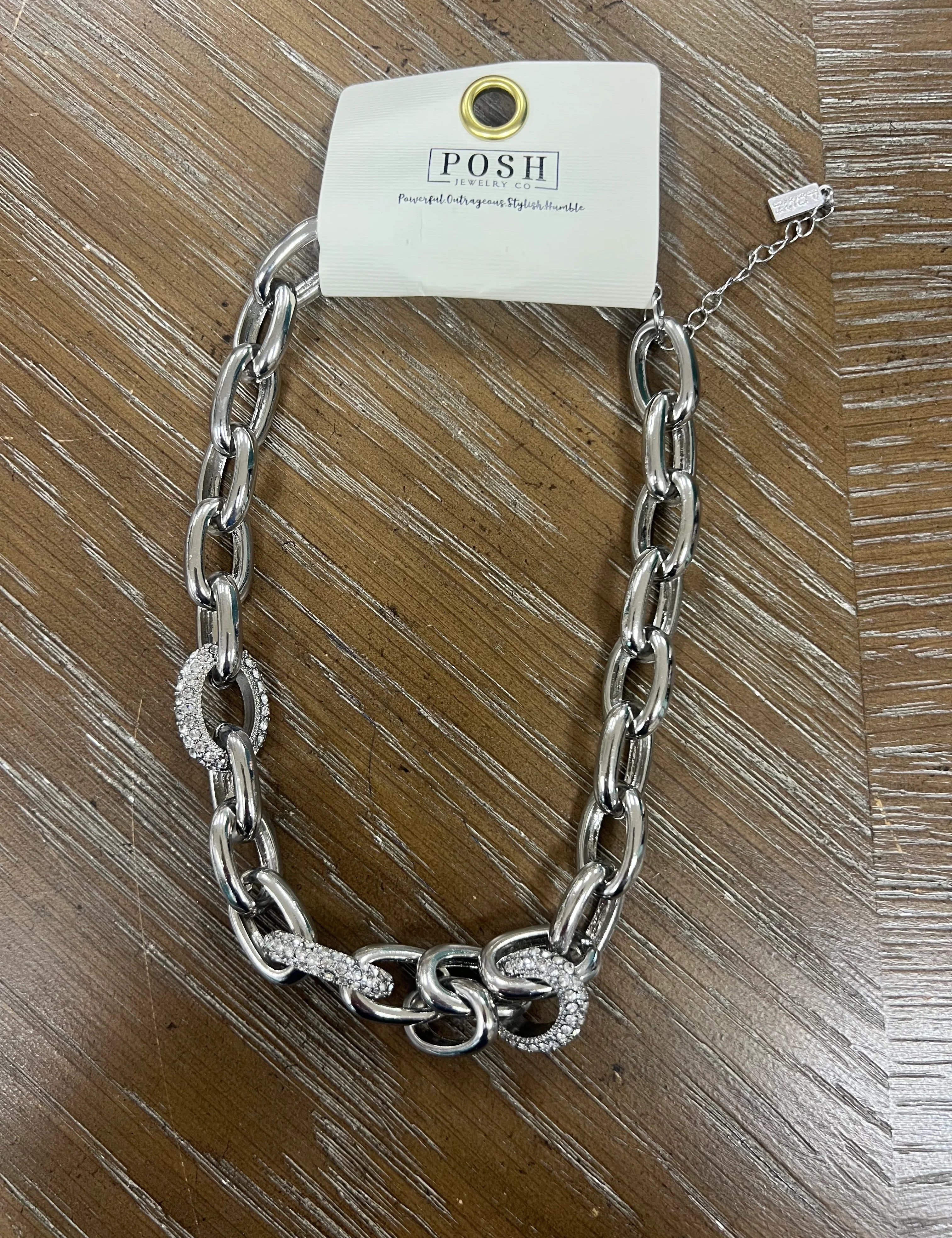 PINK PANACHE Silver Bling Detail Chain Necklace on Simply Obsessed