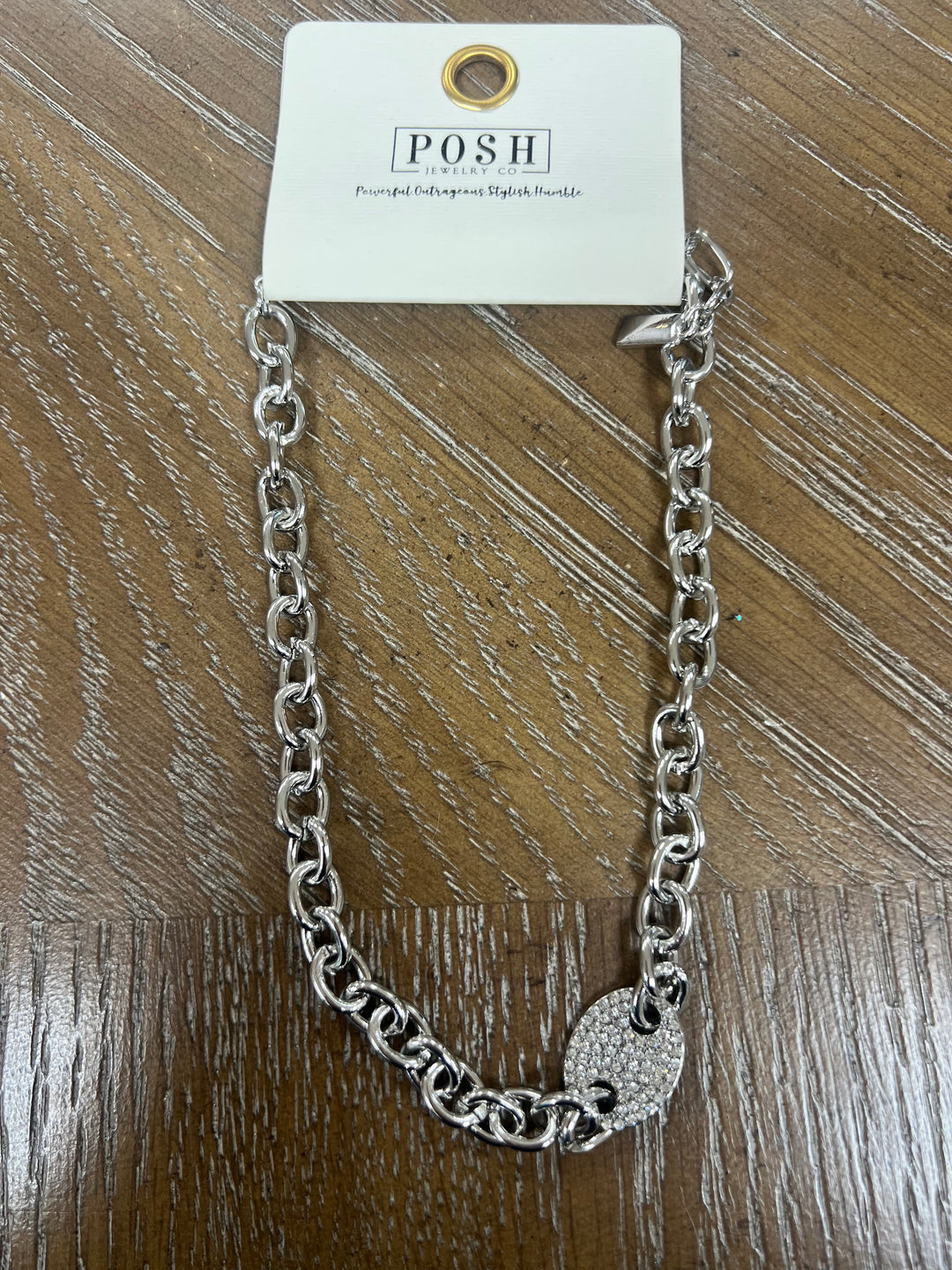 PINK PANACHE Silver Chain Rhinestone Necklace on Simply Obsessed