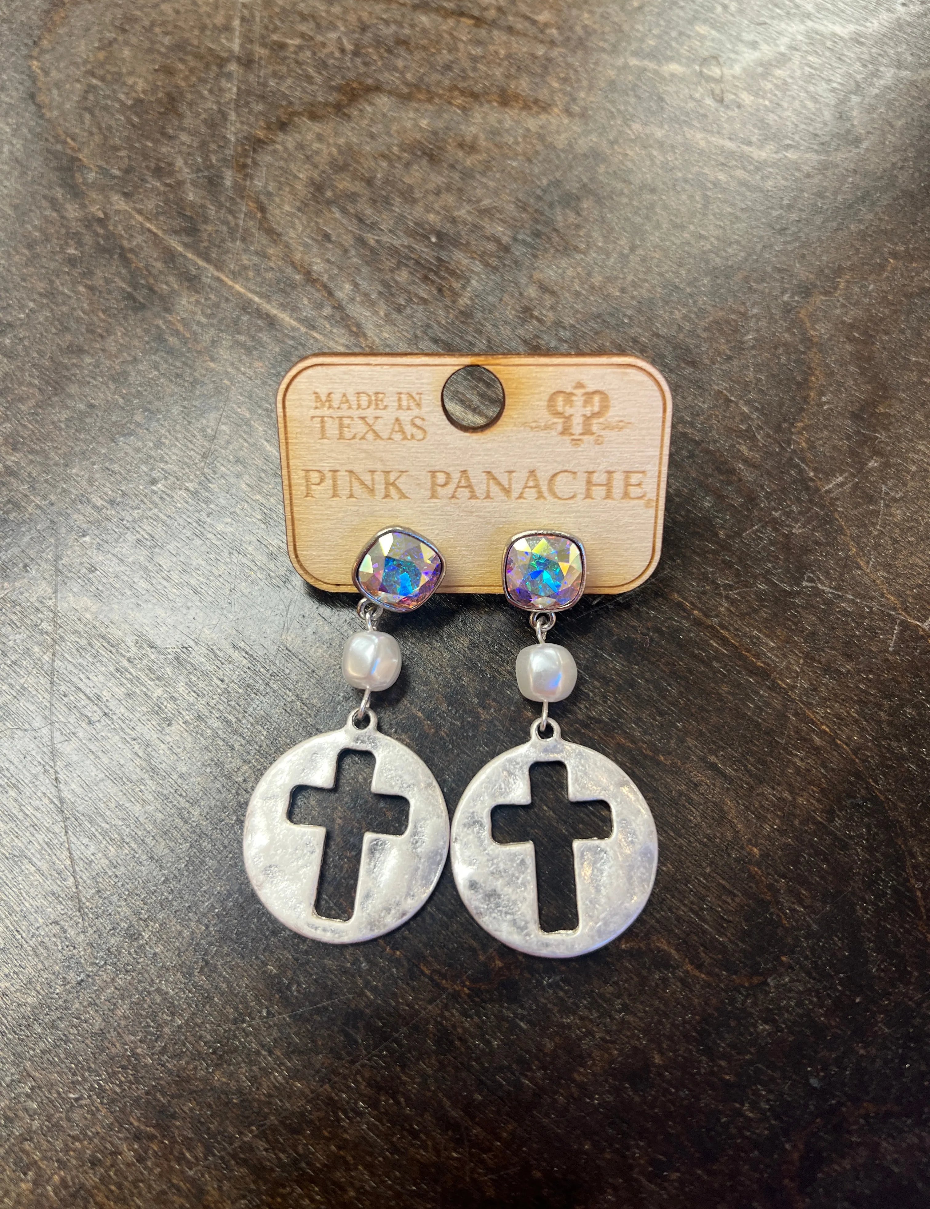 PINK PANACHE Silver Cross Earrings on Simply Obsessed