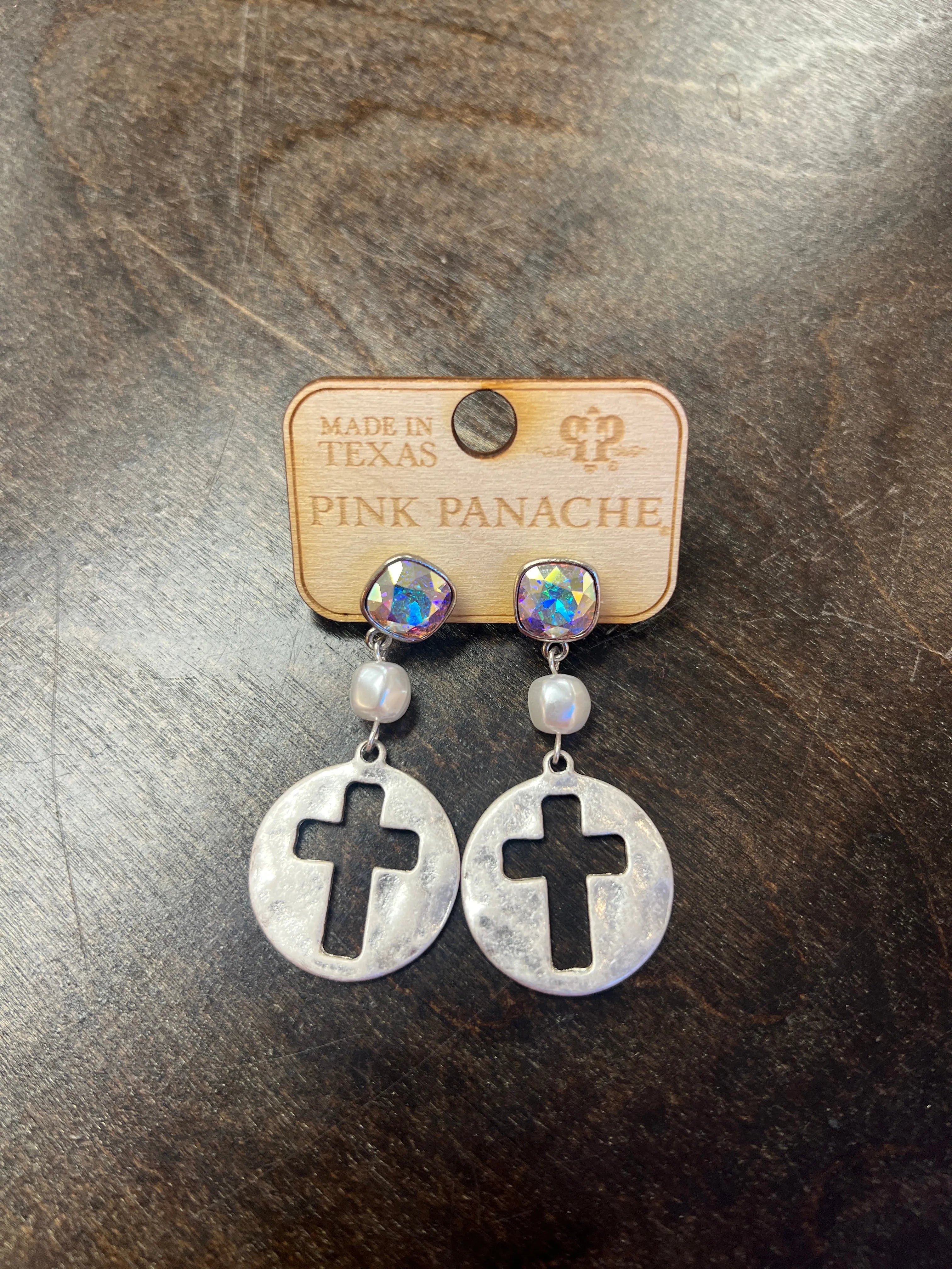 PINK PANACHE Silver Cross Earrings on Simply Obsessed