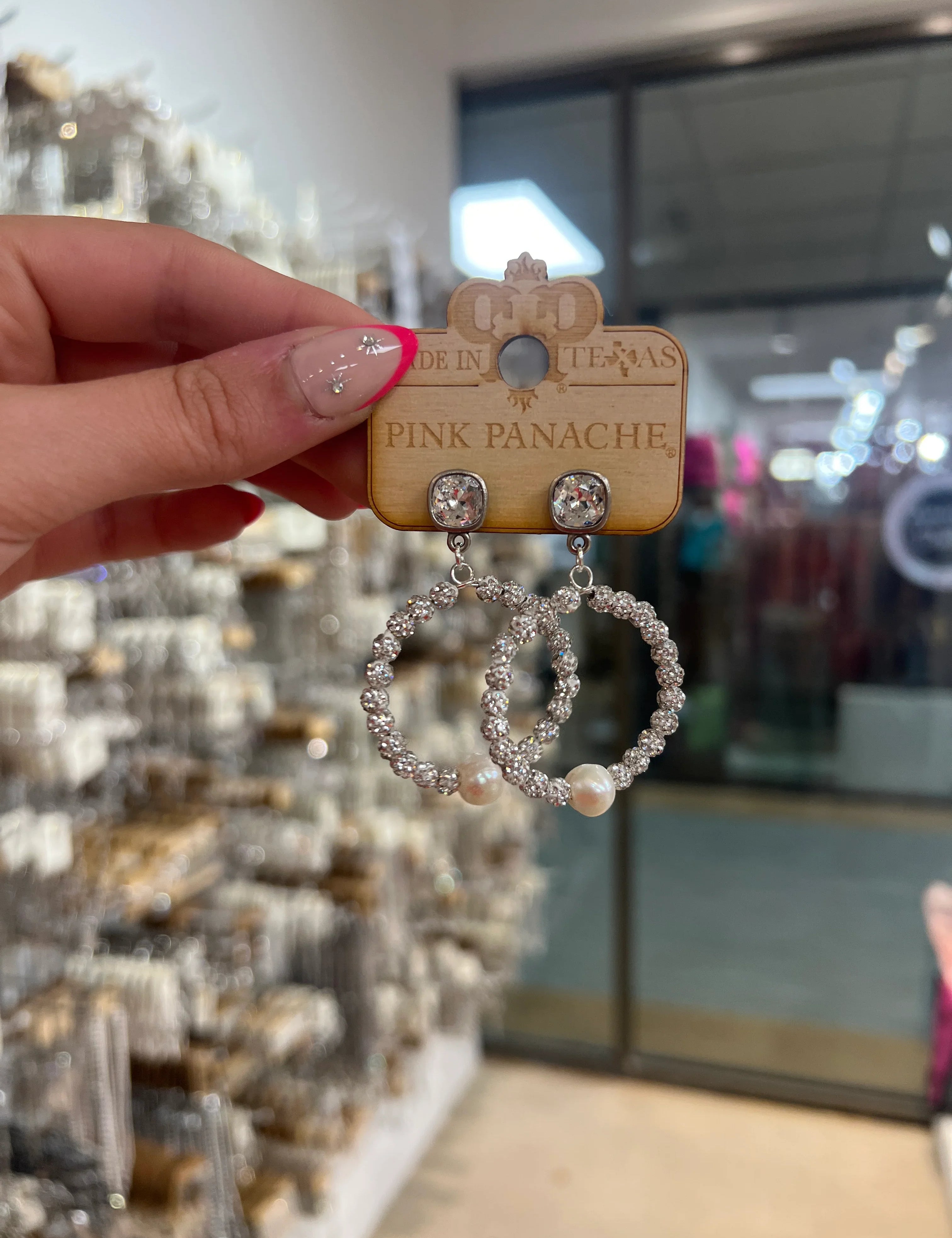 PINK PANACHE Silver Crystal Bling Hoops on Simply Obsessed