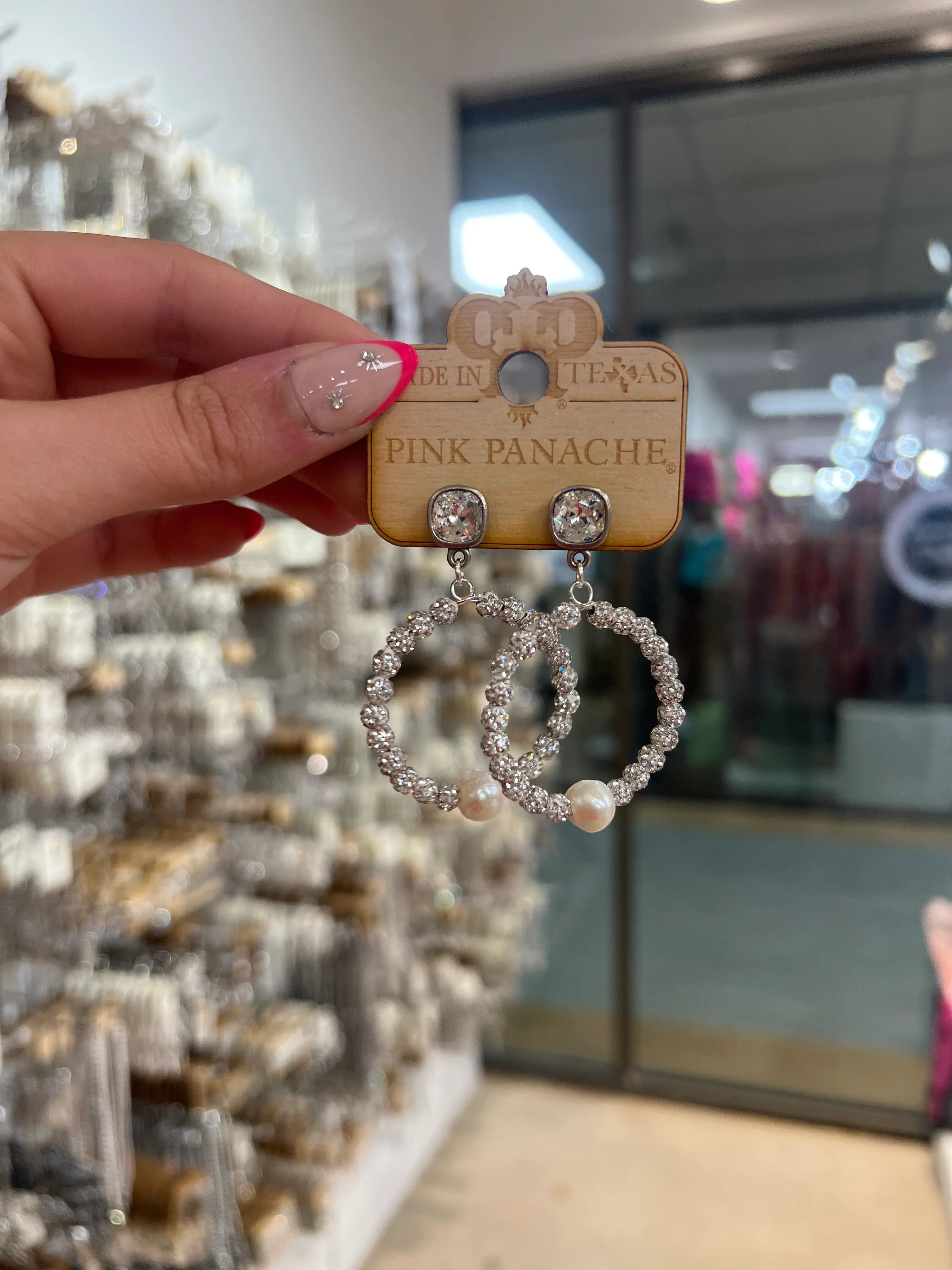 PINK PANACHE Silver Crystal Bling Hoops on Simply Obsessed