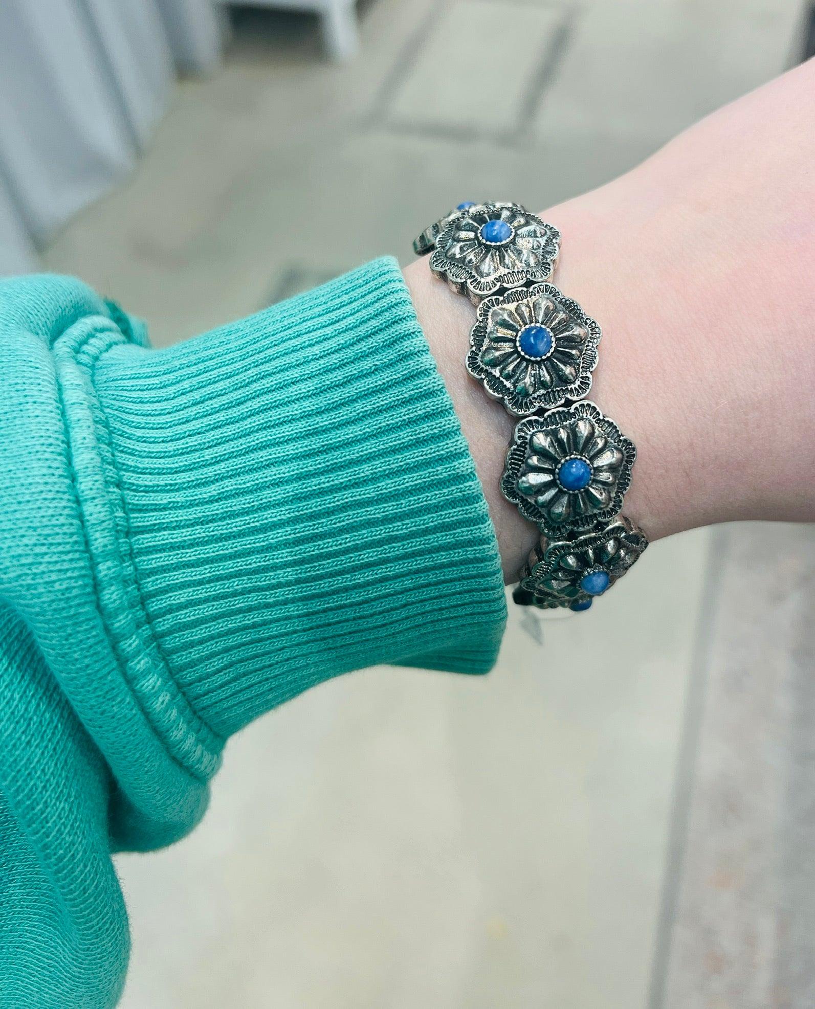 PINK PANACHE Silver Flower Stretch Bracelet on Simply Obsessed
