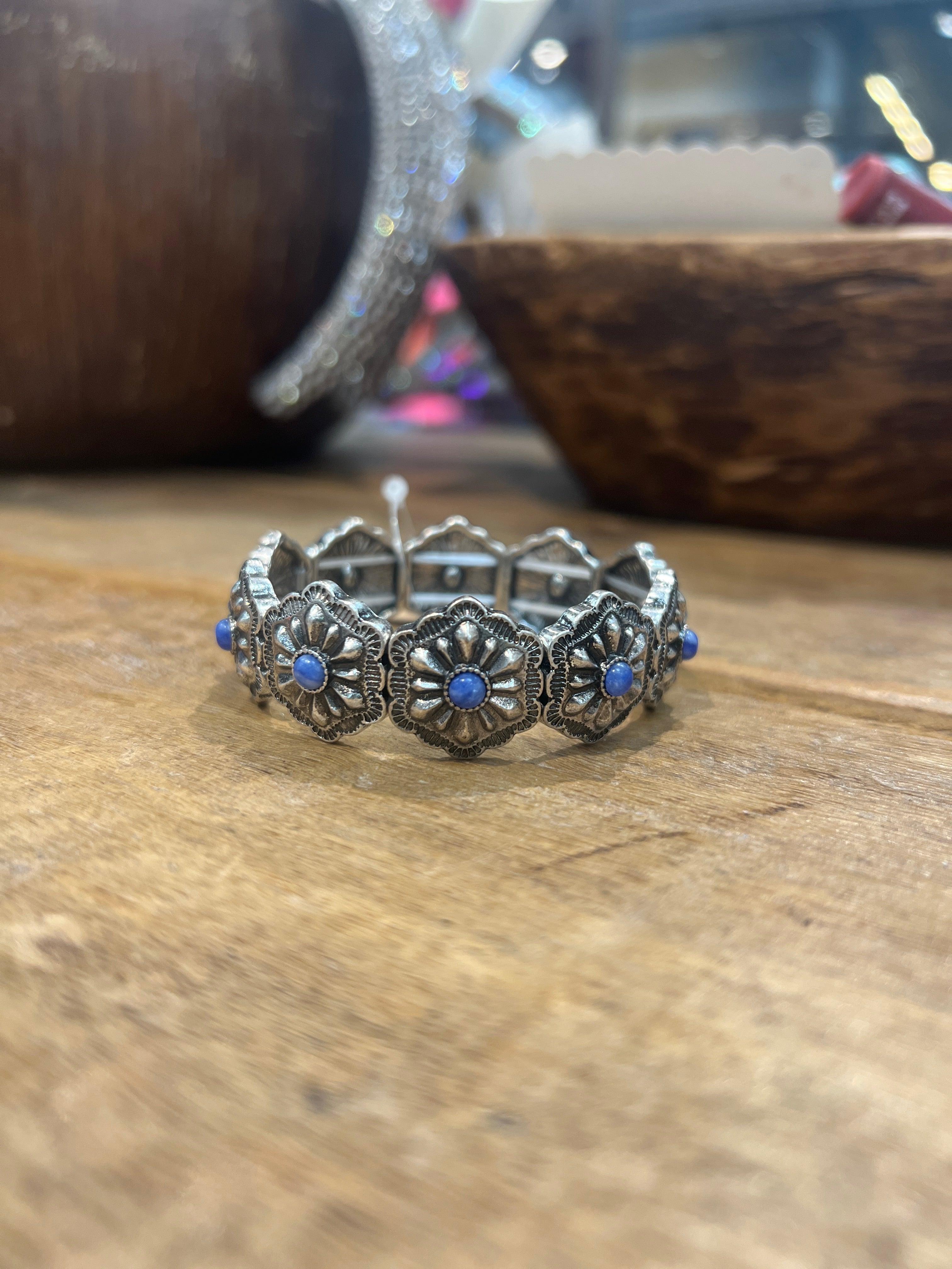 PINK PANACHE Silver Flower Stretch Bracelet on Simply Obsessed