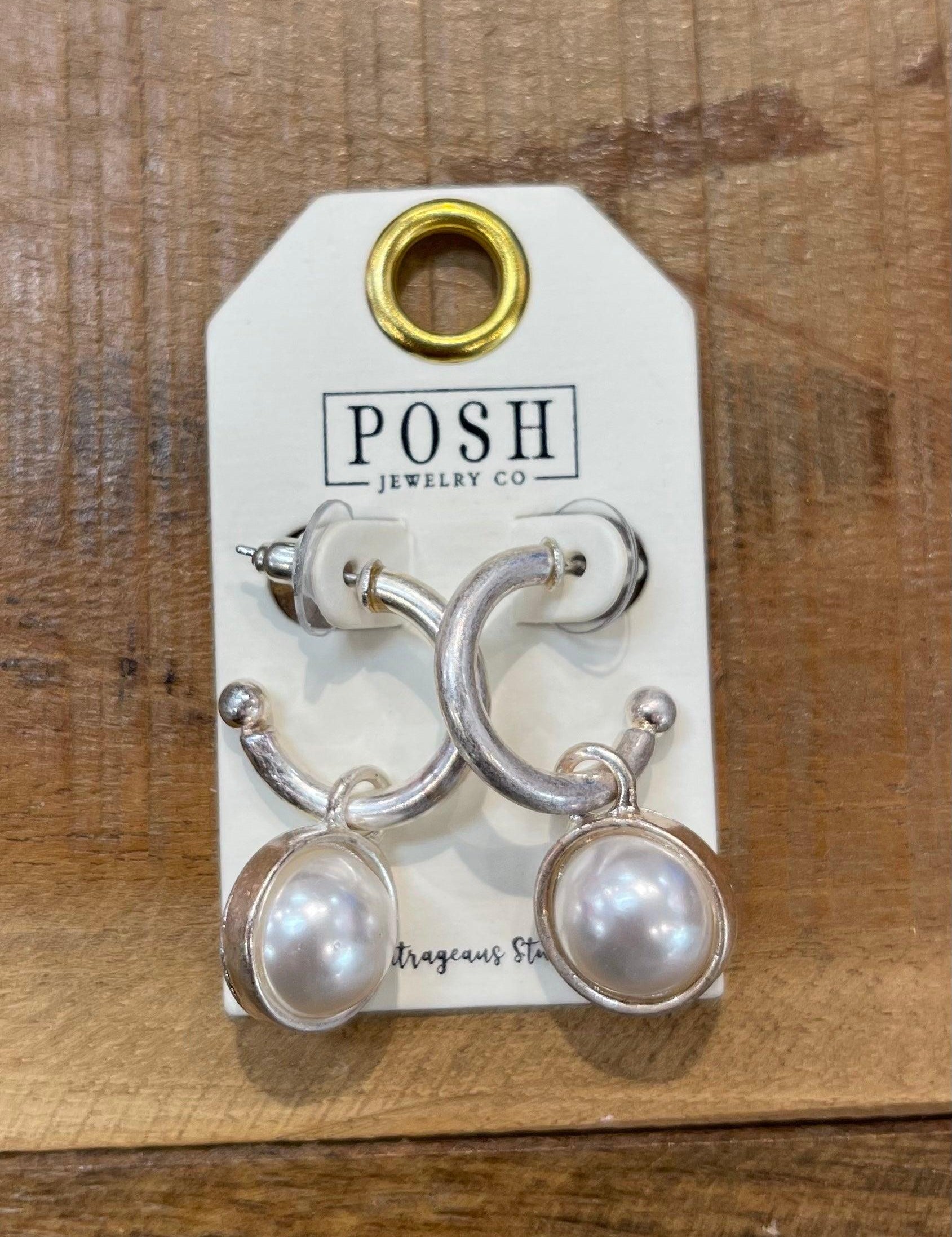 PINK PANACHE Silver Pearl Drop Earrings on Simply Obsessed