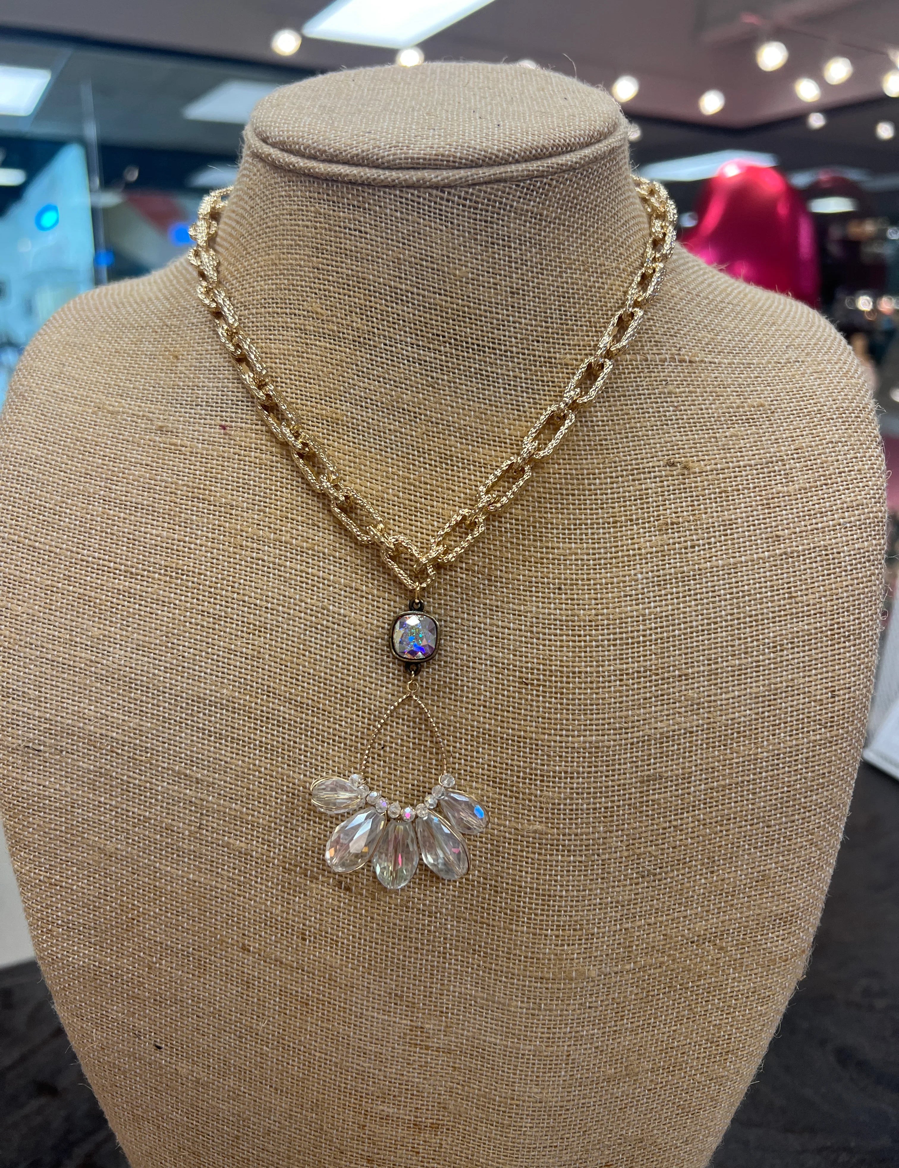 PINK PANACHE Teardrop Charm Chain Necklace on Simply Obsessed
