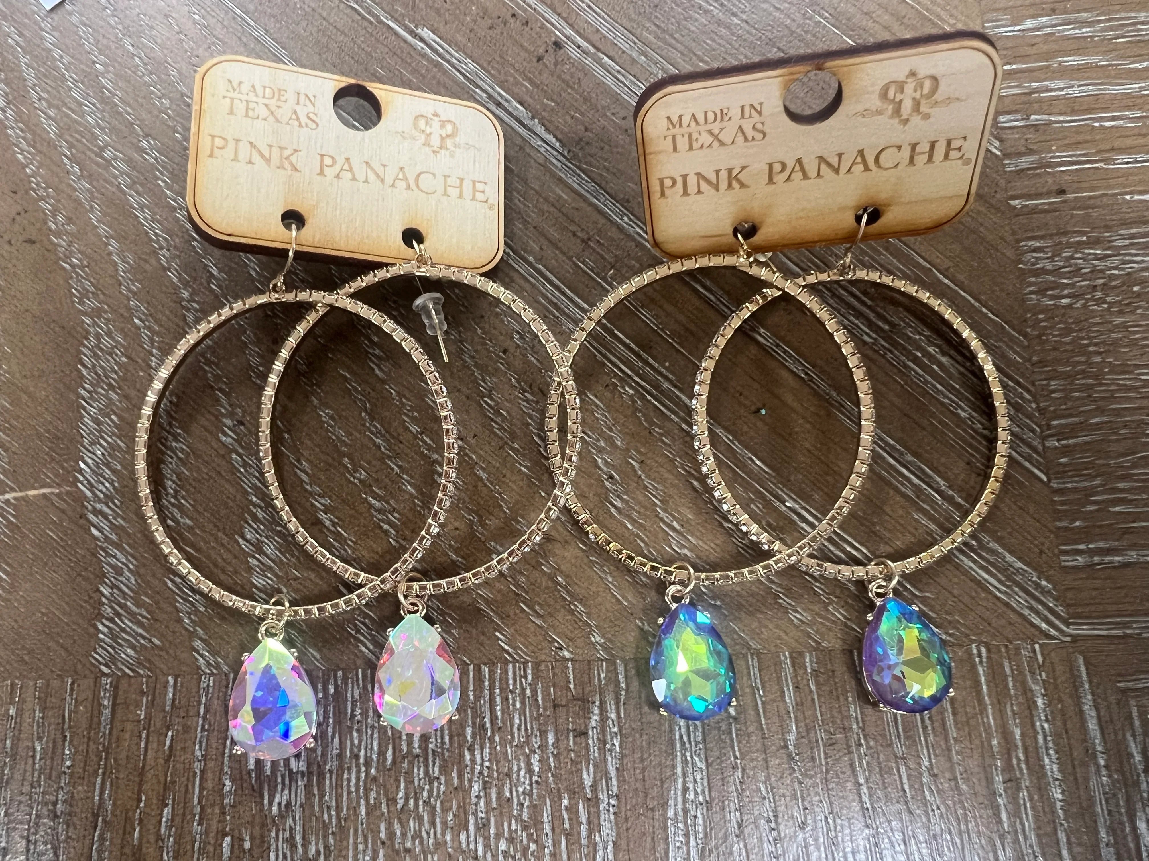 PINK PANACHE Teardrop Stone Hoops on Simply Obsessed