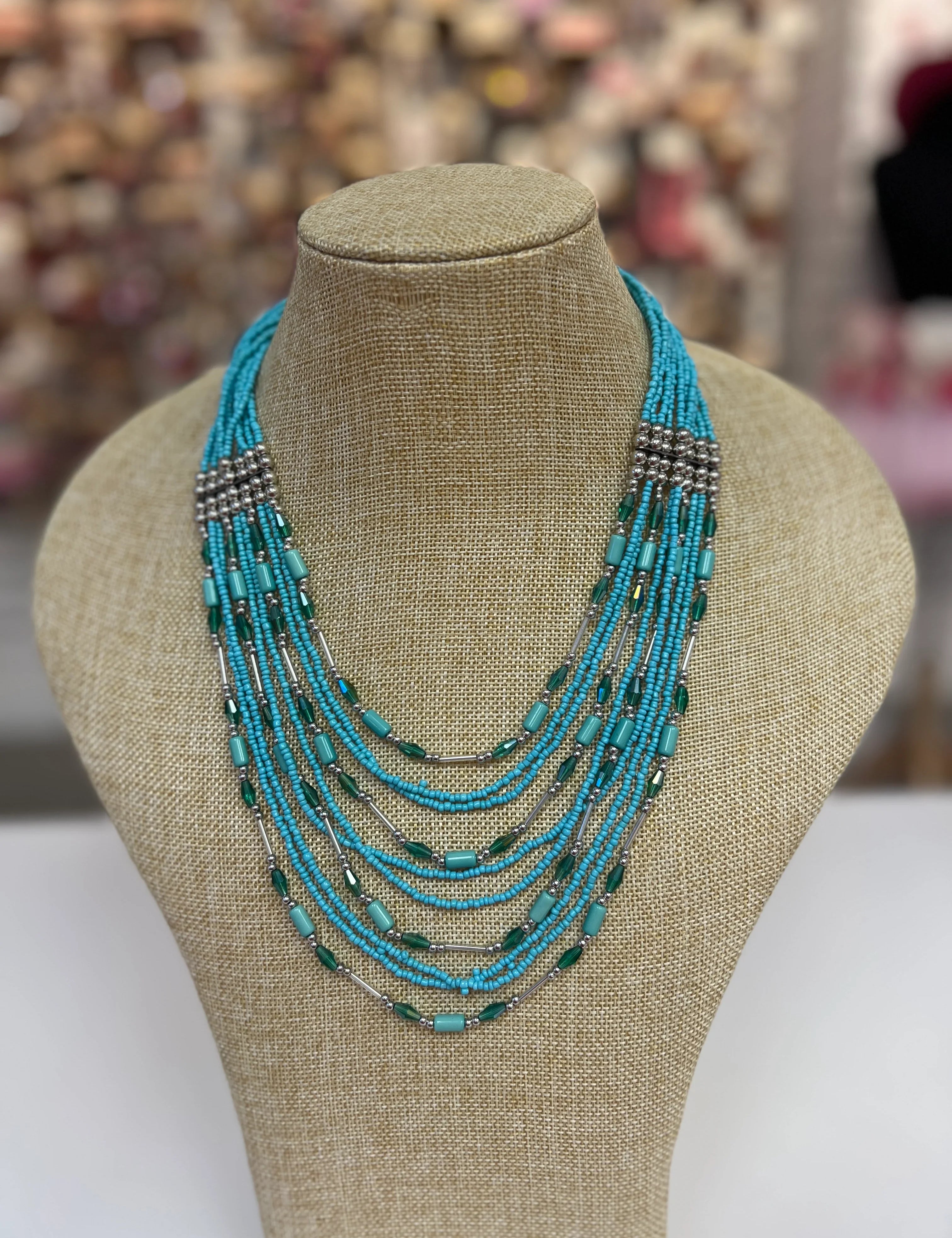 PINK PANACHE Turquoise Layered Necklace on Simply Obsessed