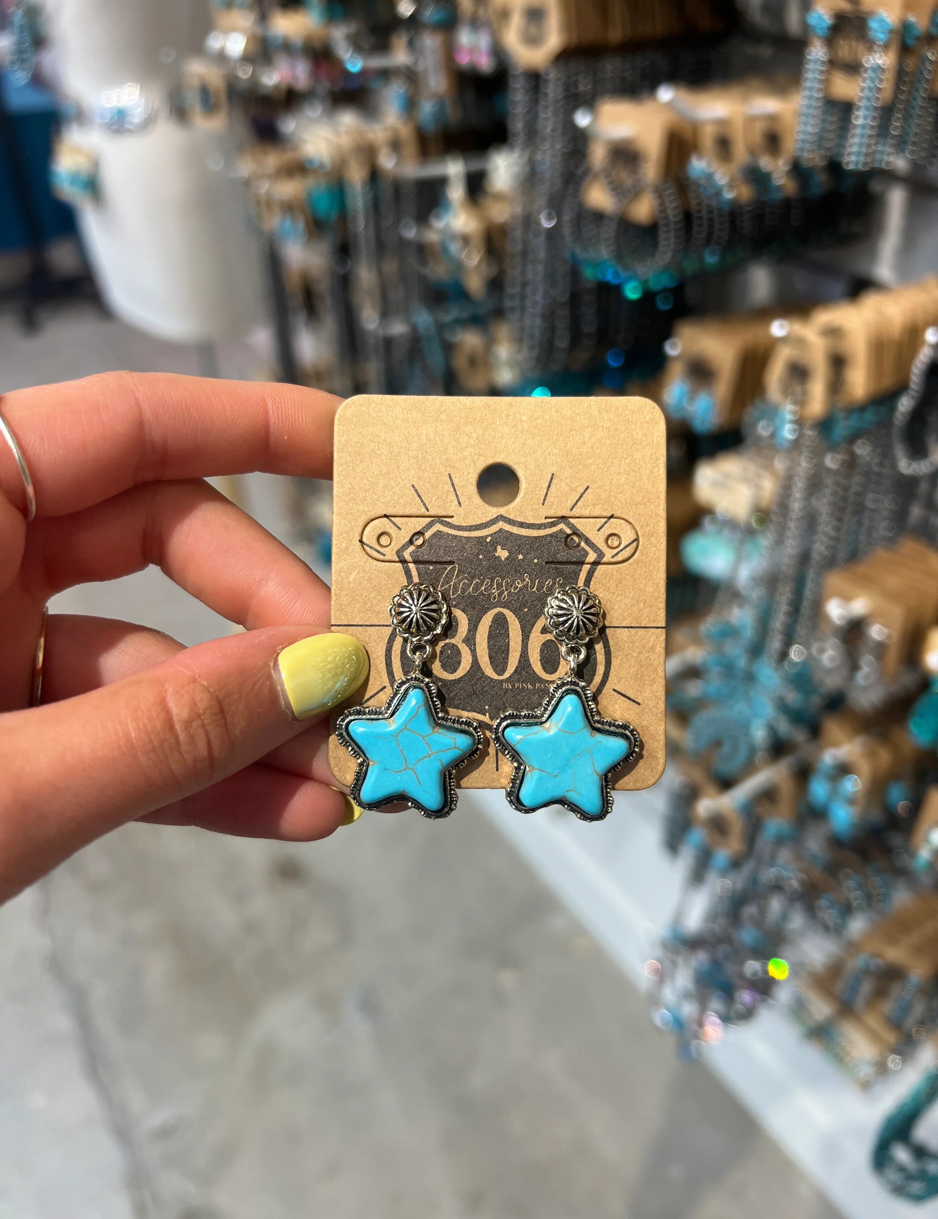 PINK PANACHE Turquoise Star Earrings on Simply Obsessed