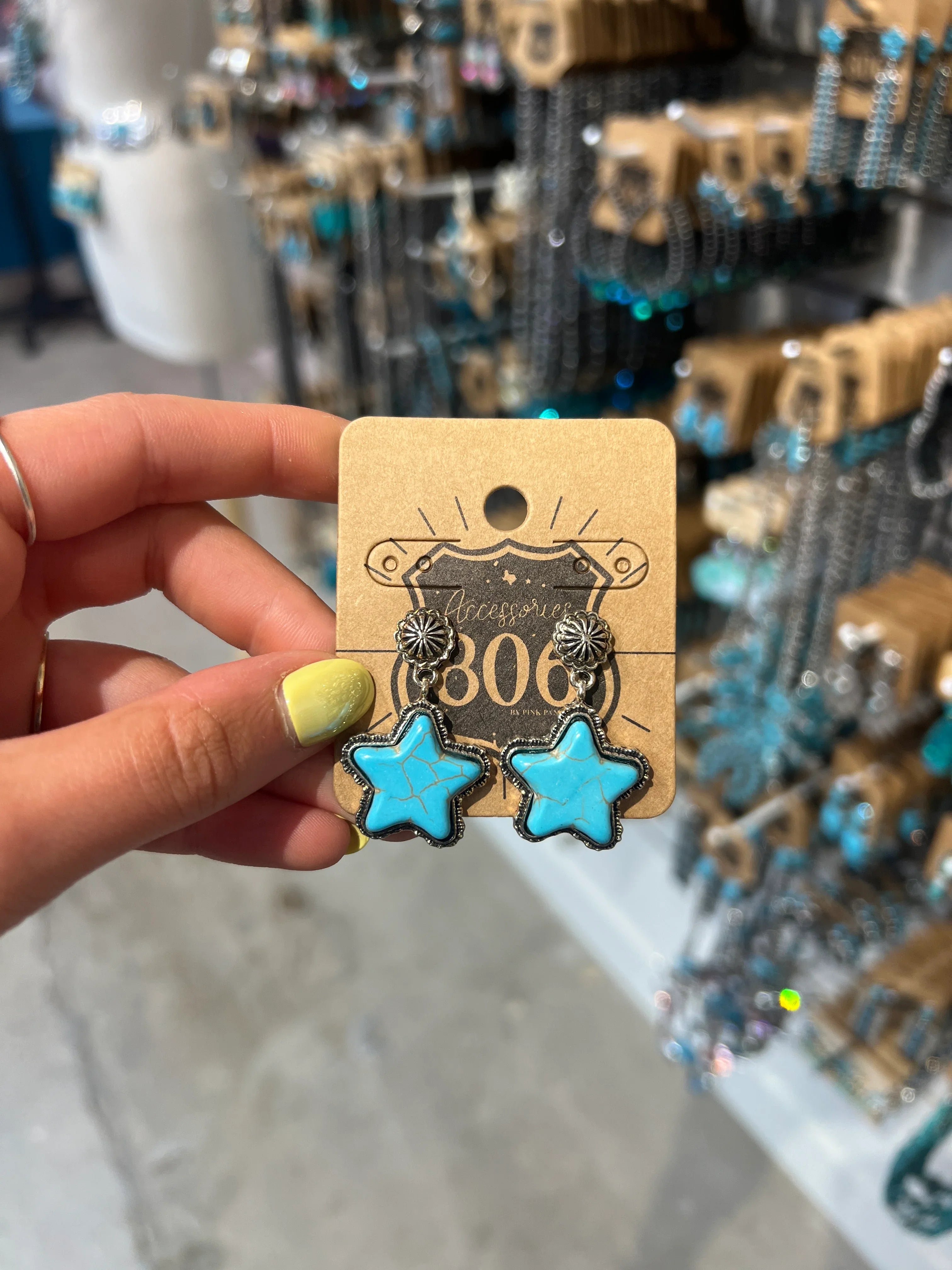 PINK PANACHE Turquoise Star Earrings on Simply Obsessed