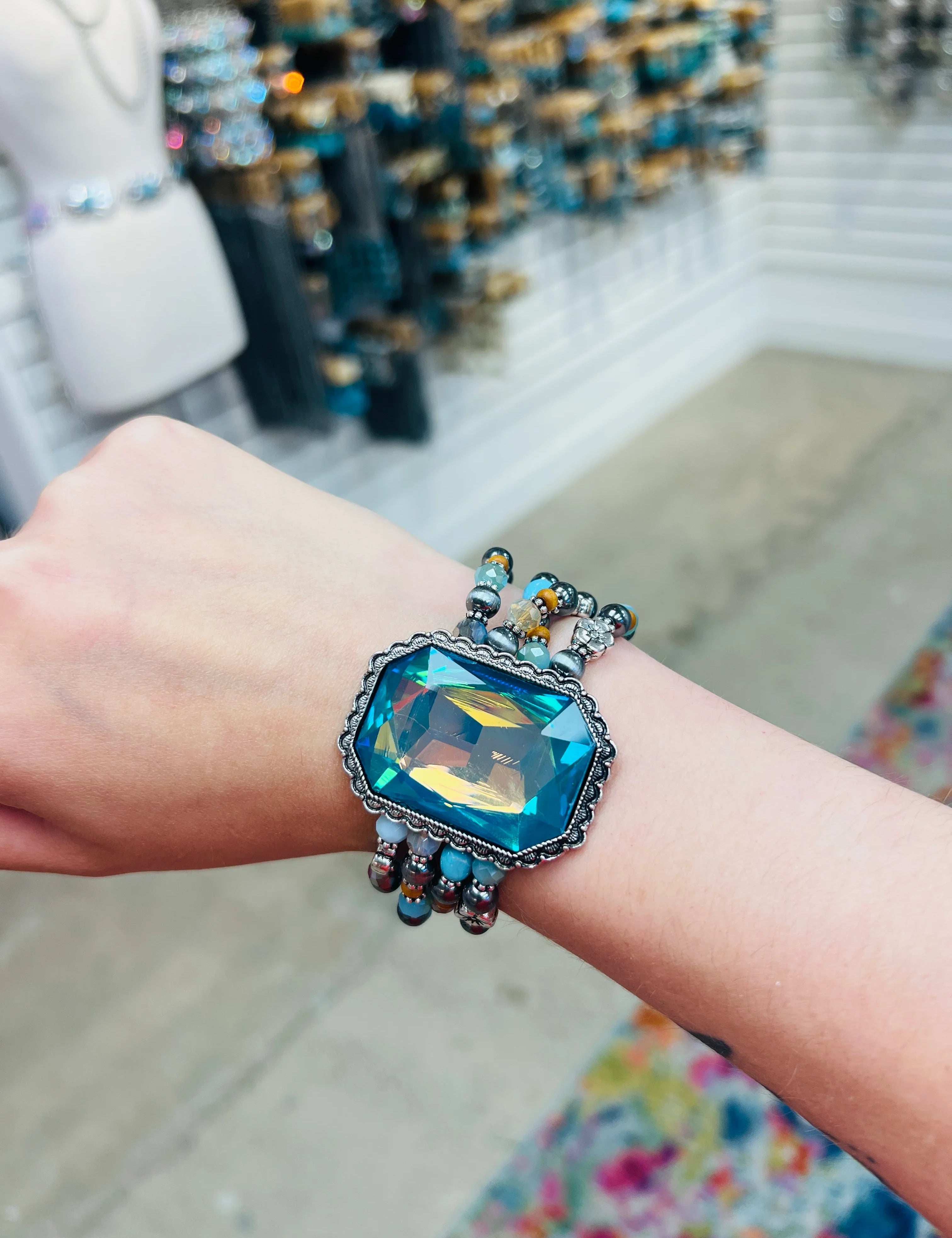 PINK PANACHE Turquoise Stone Stretch Bracelet Stack on Simply Obsessed