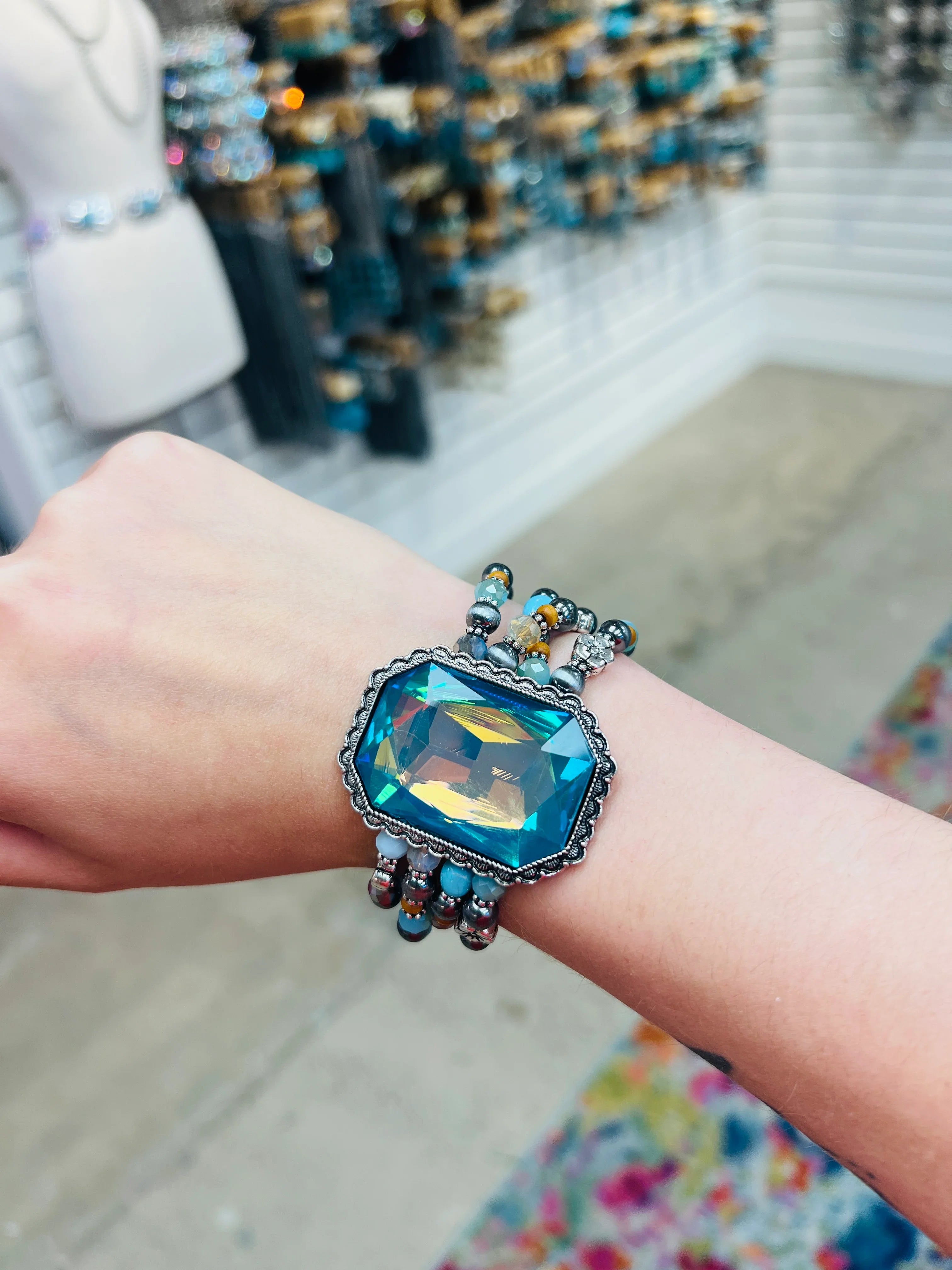 PINK PANACHE Turquoise Stone Stretch Bracelet Stack on Simply Obsessed