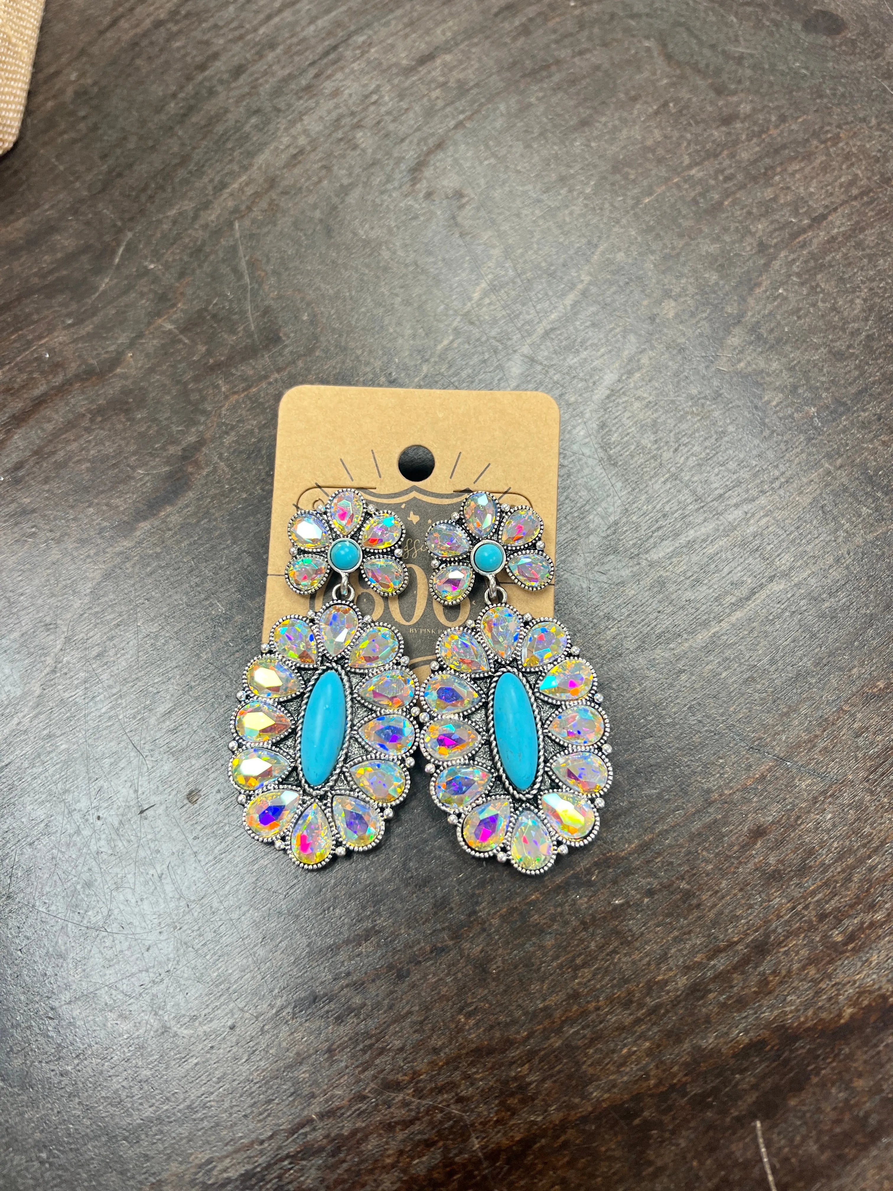 PINK PANACHE Turquoise/AB Statement Earrings on Simply Obsessed