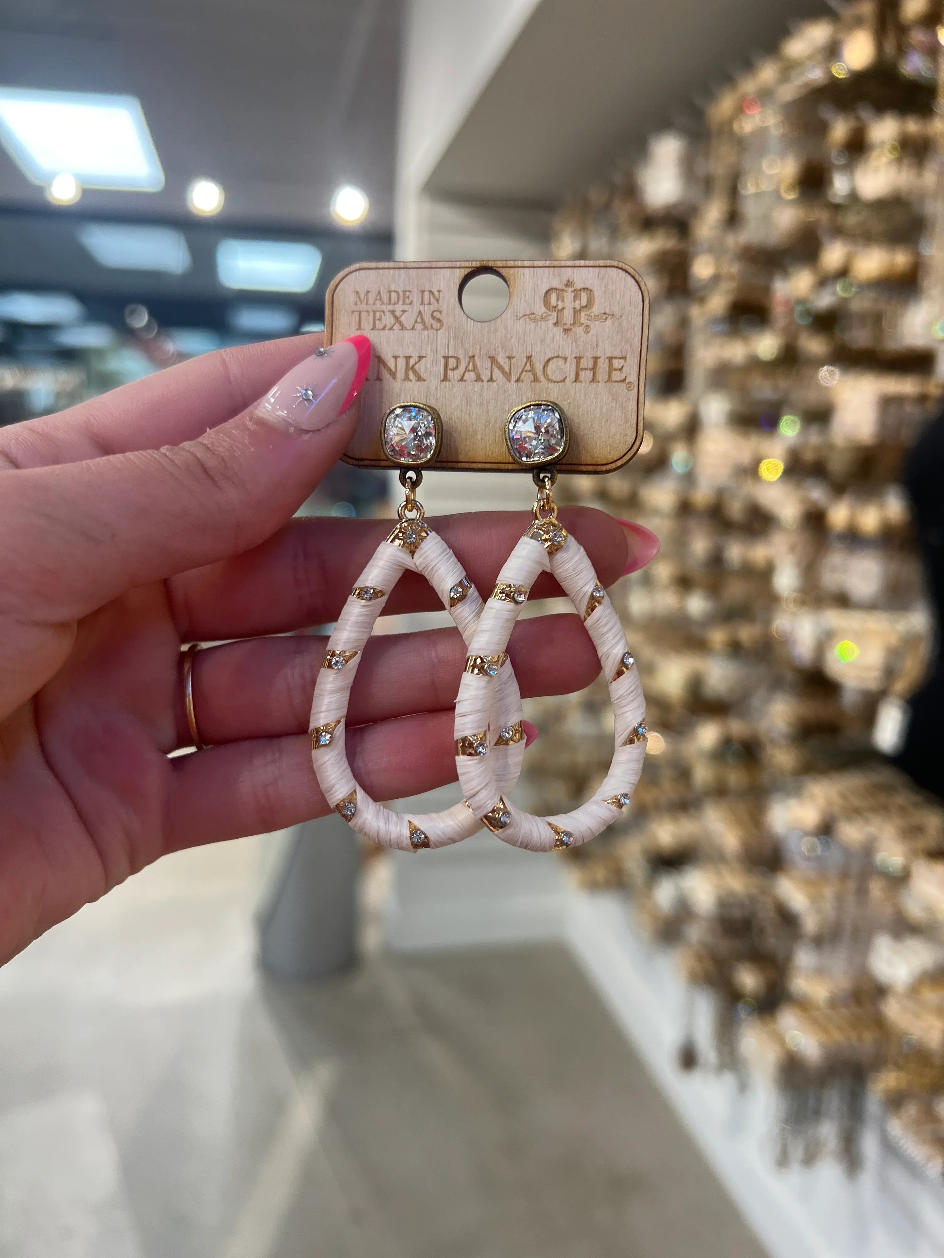 PINK PANACHE White Bling Teardrop Earrings on Simply Obsessed