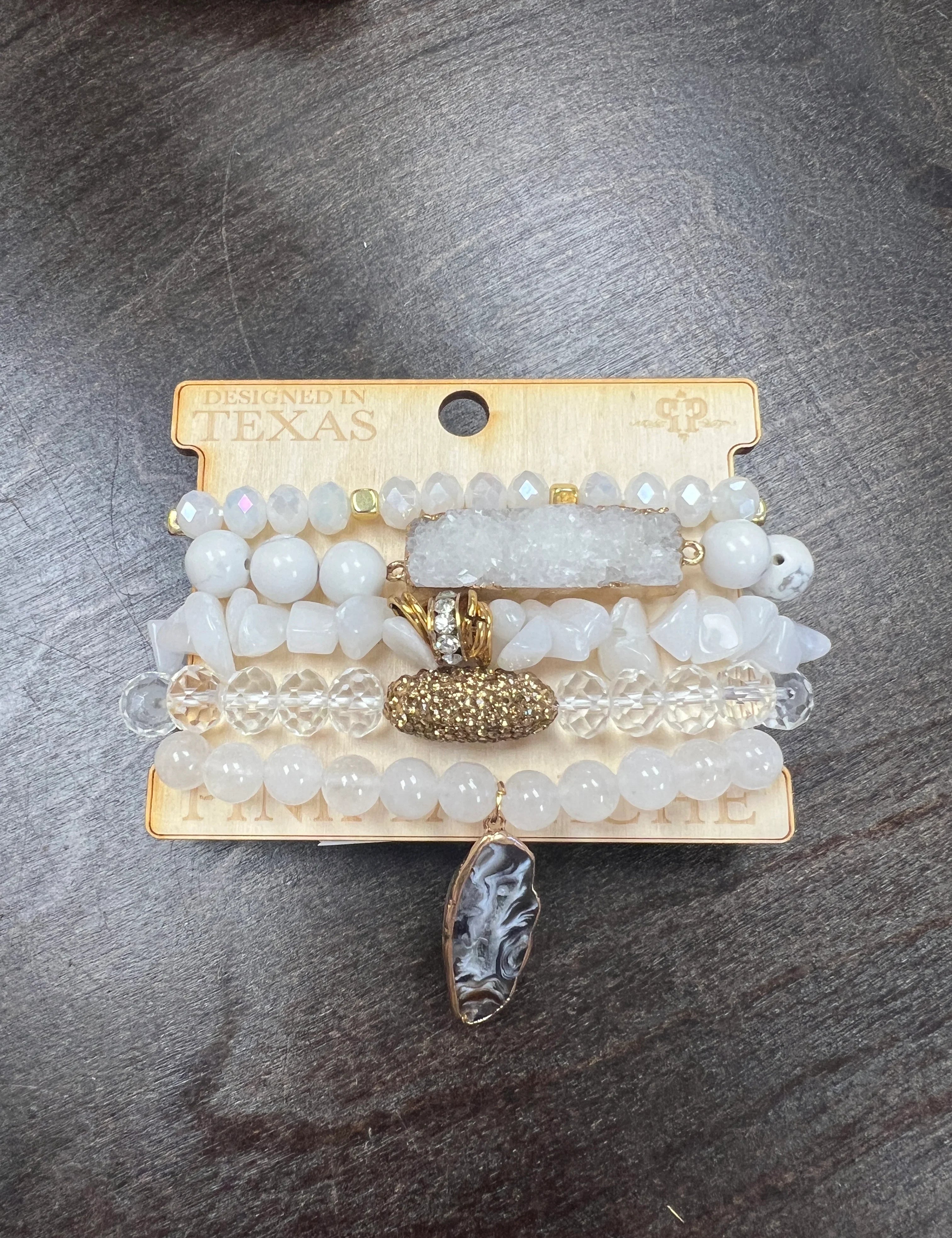 PINK PANACHE White Druzy Bracelet Stack on Simply Obsessed