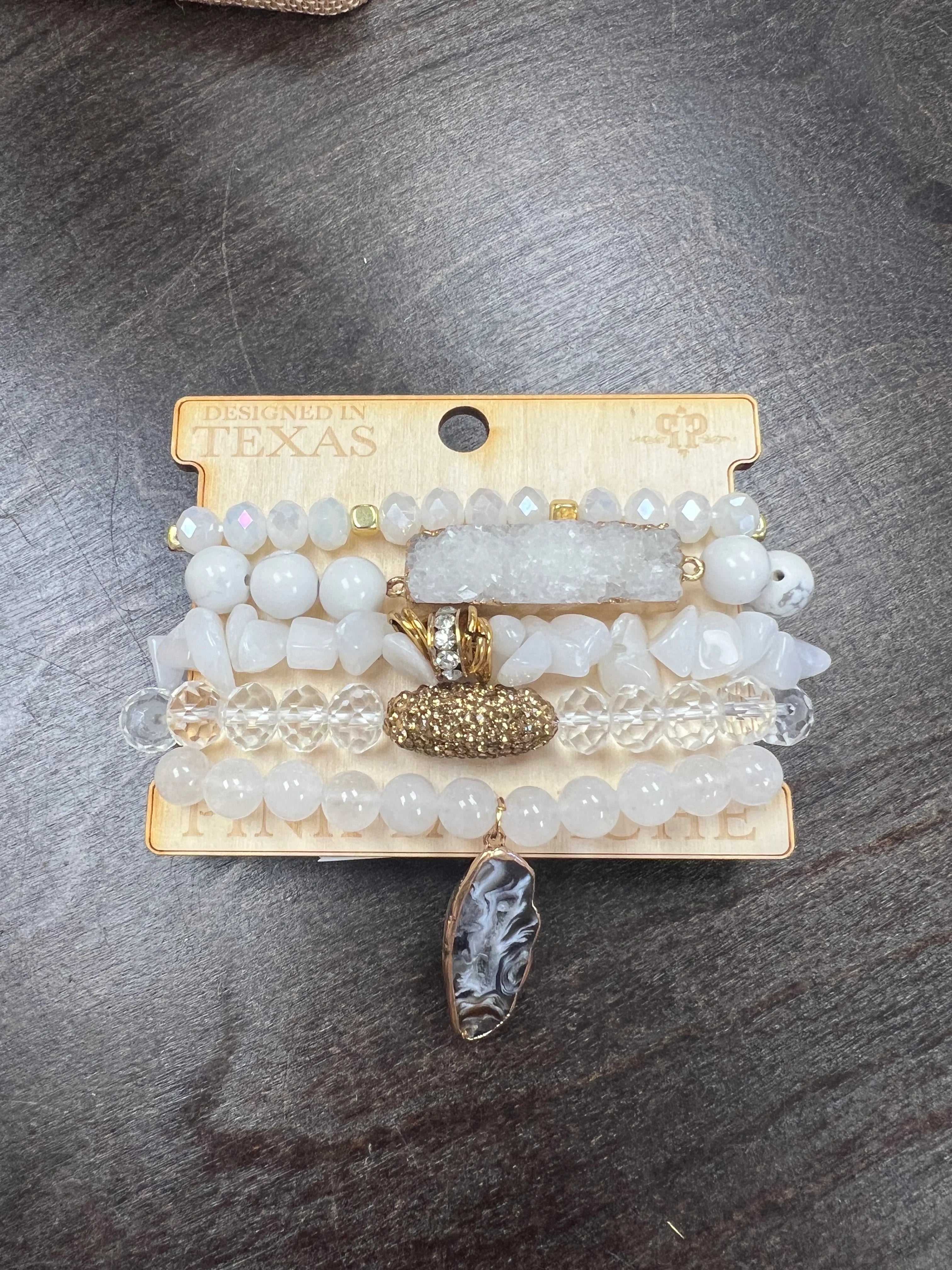 PINK PANACHE White Druzy Bracelet Stack on Simply Obsessed
