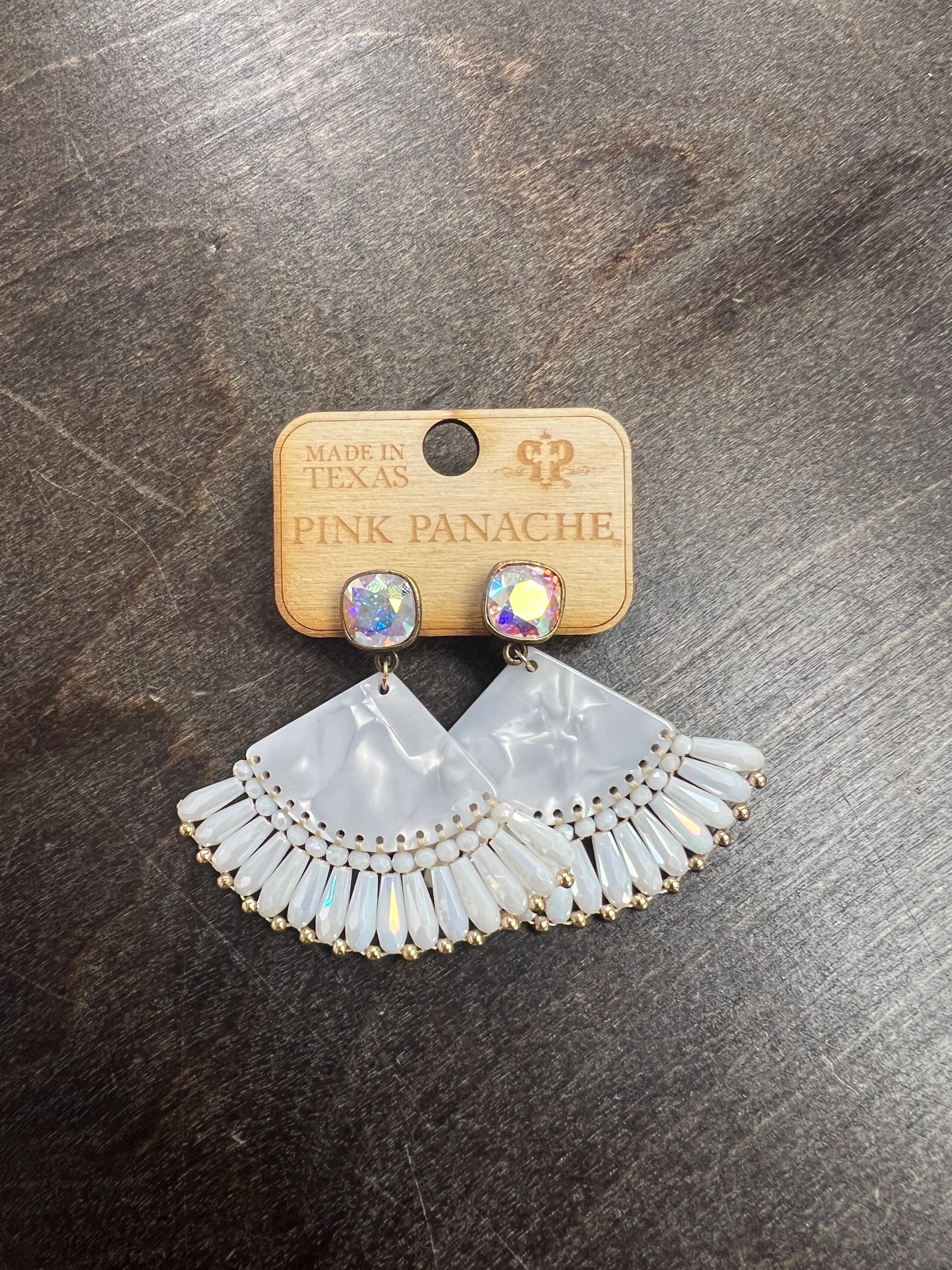 PINK PANACHE White Marble Earrings on Simply Obsessed