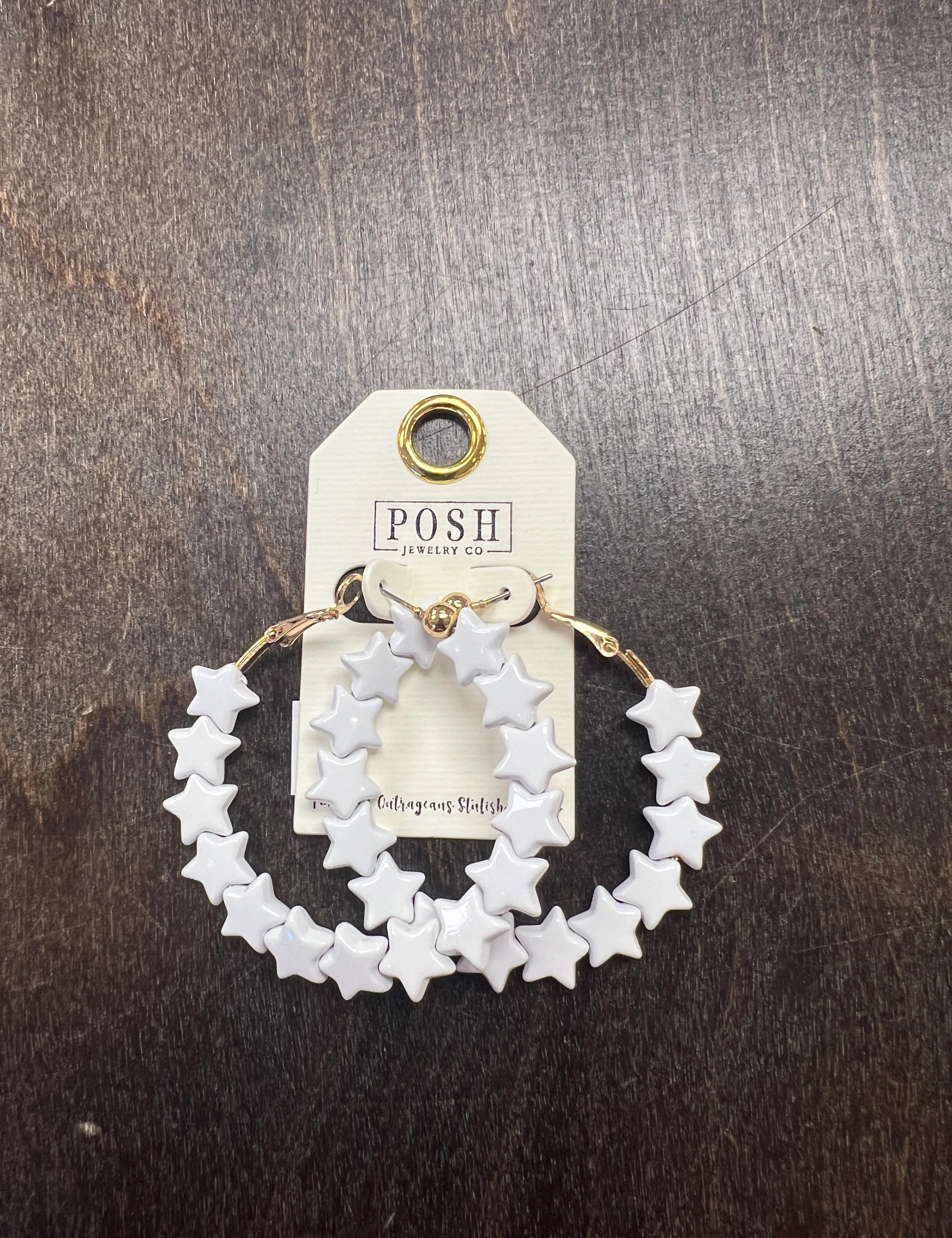 PINK PANACHE White Star Hoops on Simply Obsessed
