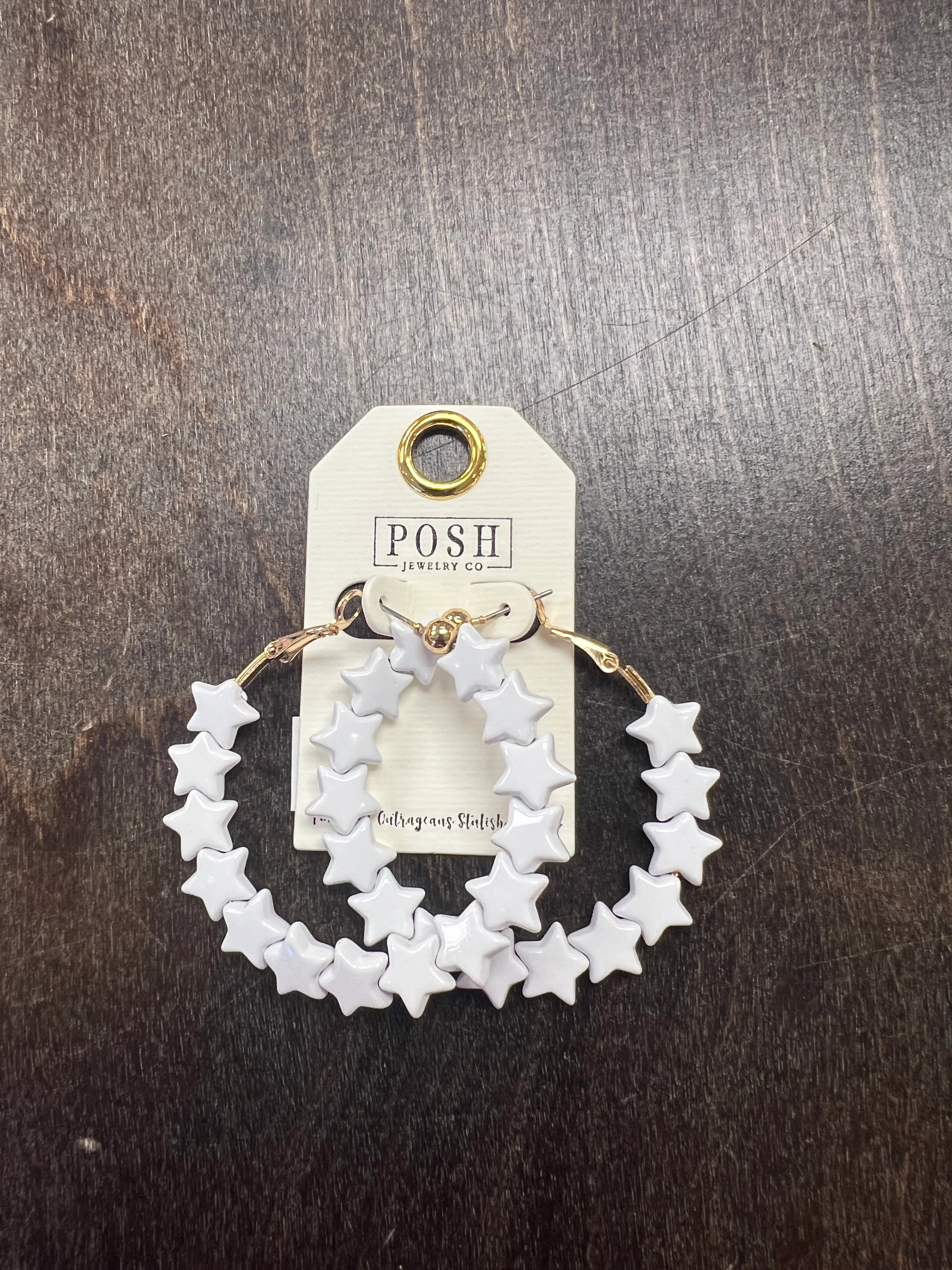 PINK PANACHE White Star Hoops on Simply Obsessed