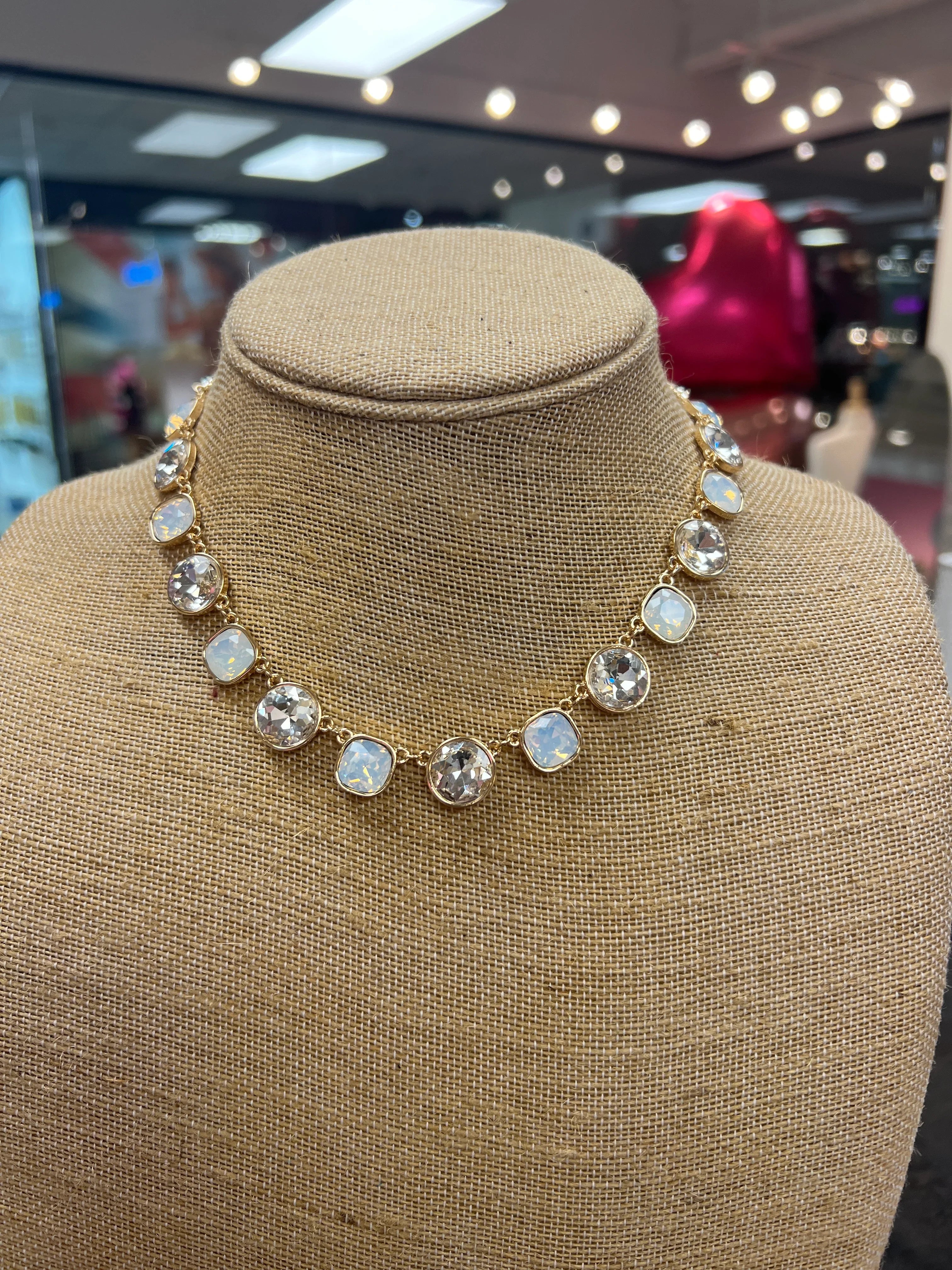 PINK PANACHE White/Clear Stone Necklace on Simply Obsessed