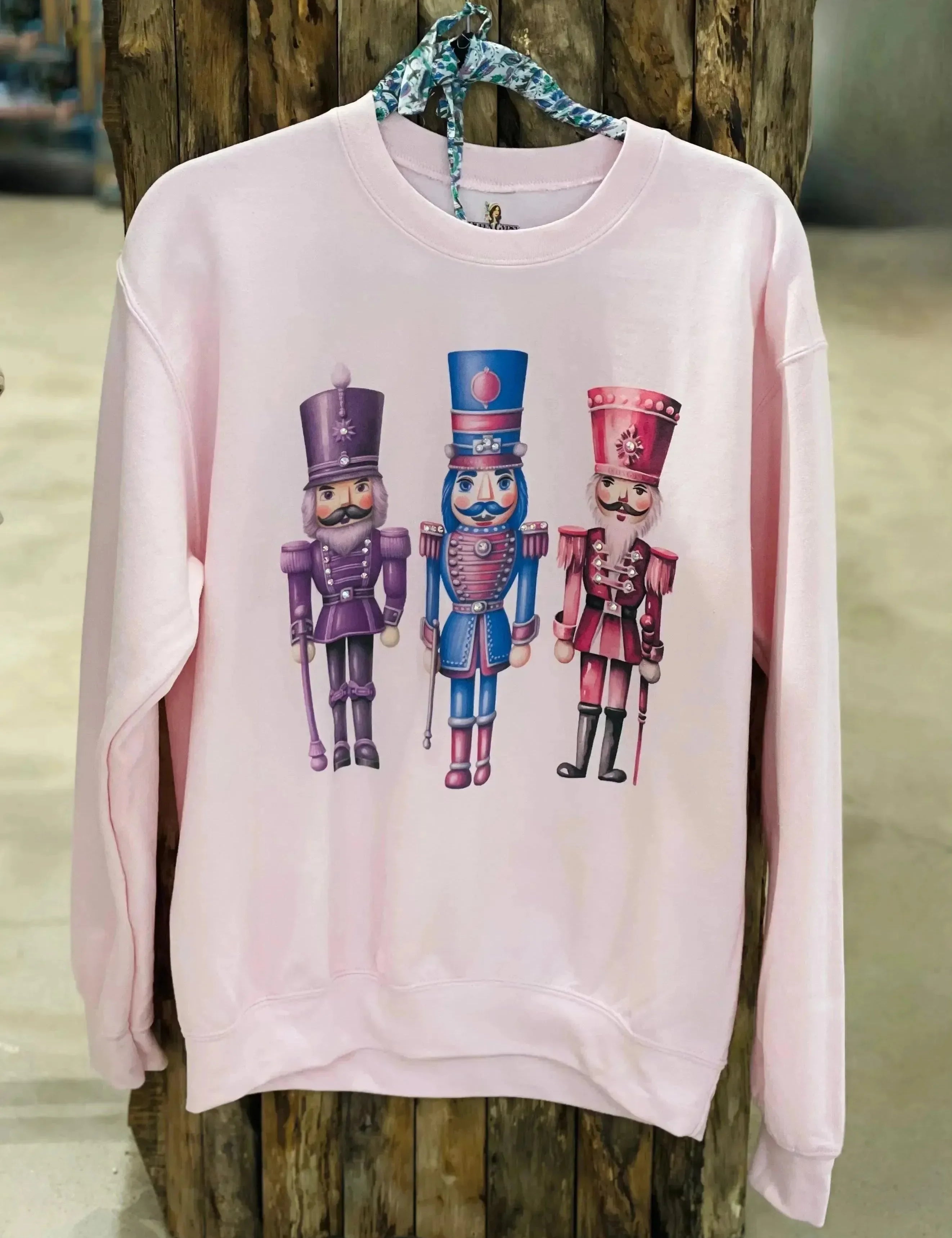 Pink Pastel Nutcracker Rhinestone Sweatshirt on Simply Obsessed