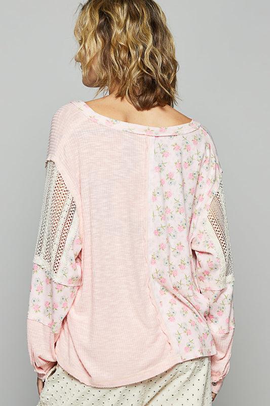 POL Floral Knit Sweater Top - POWDER PEACH on Simply Obsessed