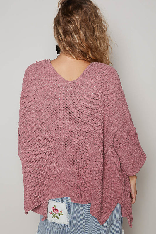 POL Loose Fit Cardigan - Mauve on Simply Obsessed