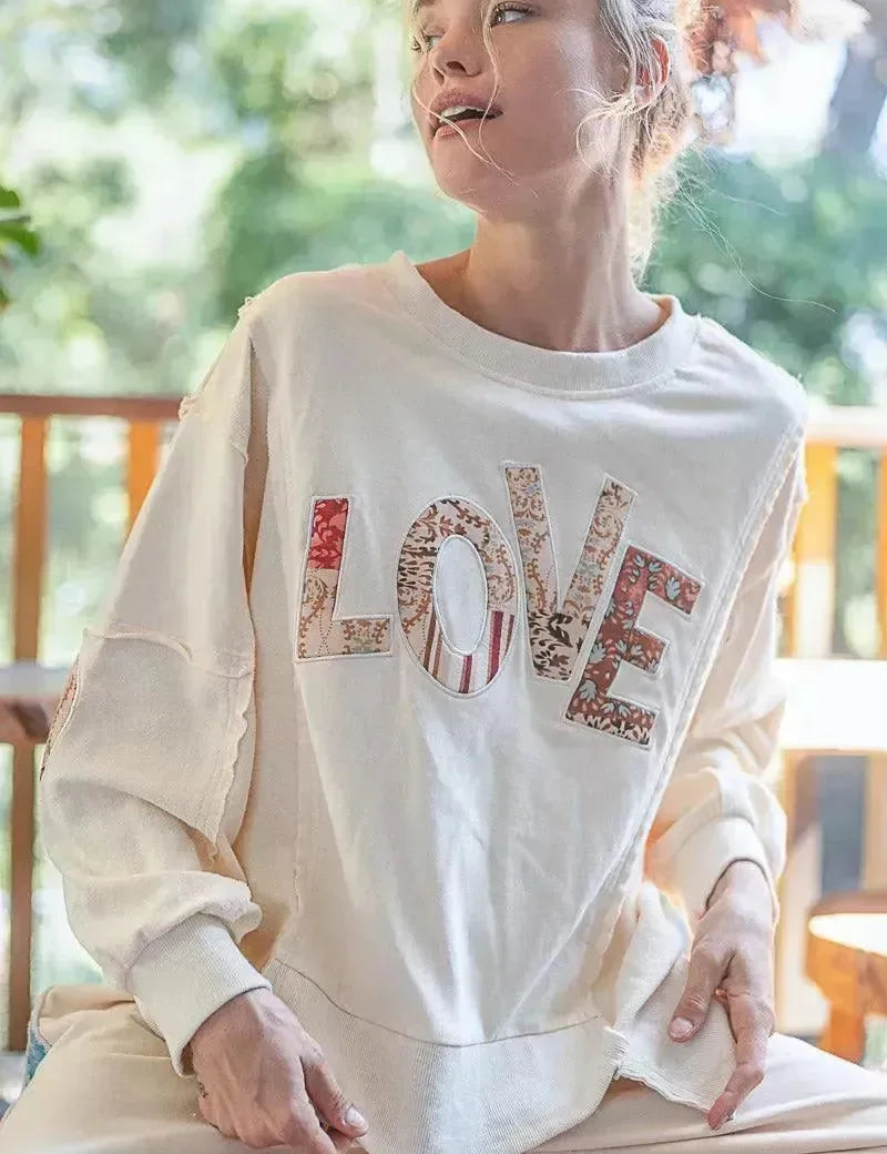 POL Love Patchwork Pullover on Simply Obsessed