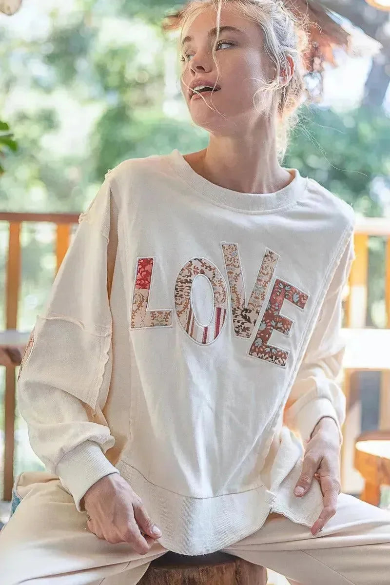 POL Love Patchwork Pullover on Simply Obsessed